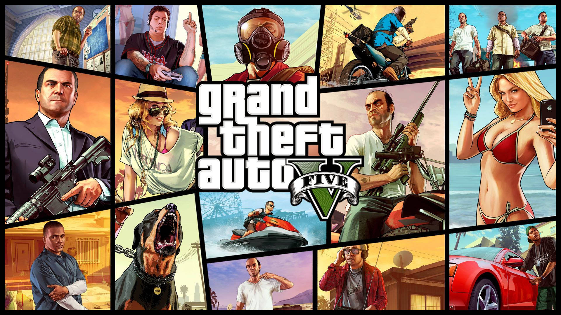 1080p GTA 5 игрален постер Тапет