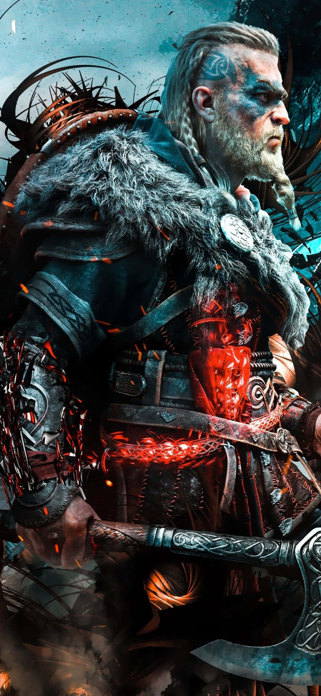 1080x2340 4K Assassin's Creed Valhalla Тапет