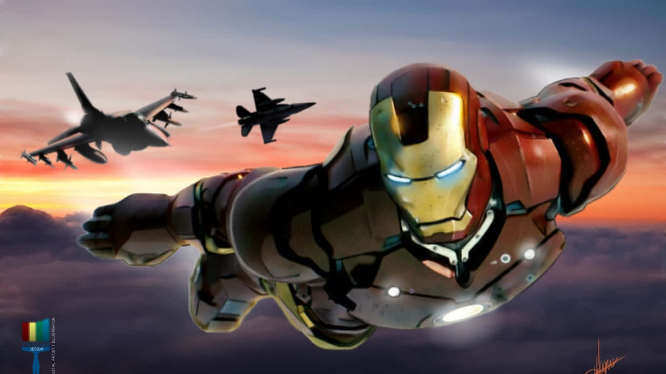 1366x768 Jumbo Jets фон с Iron Man Тапет