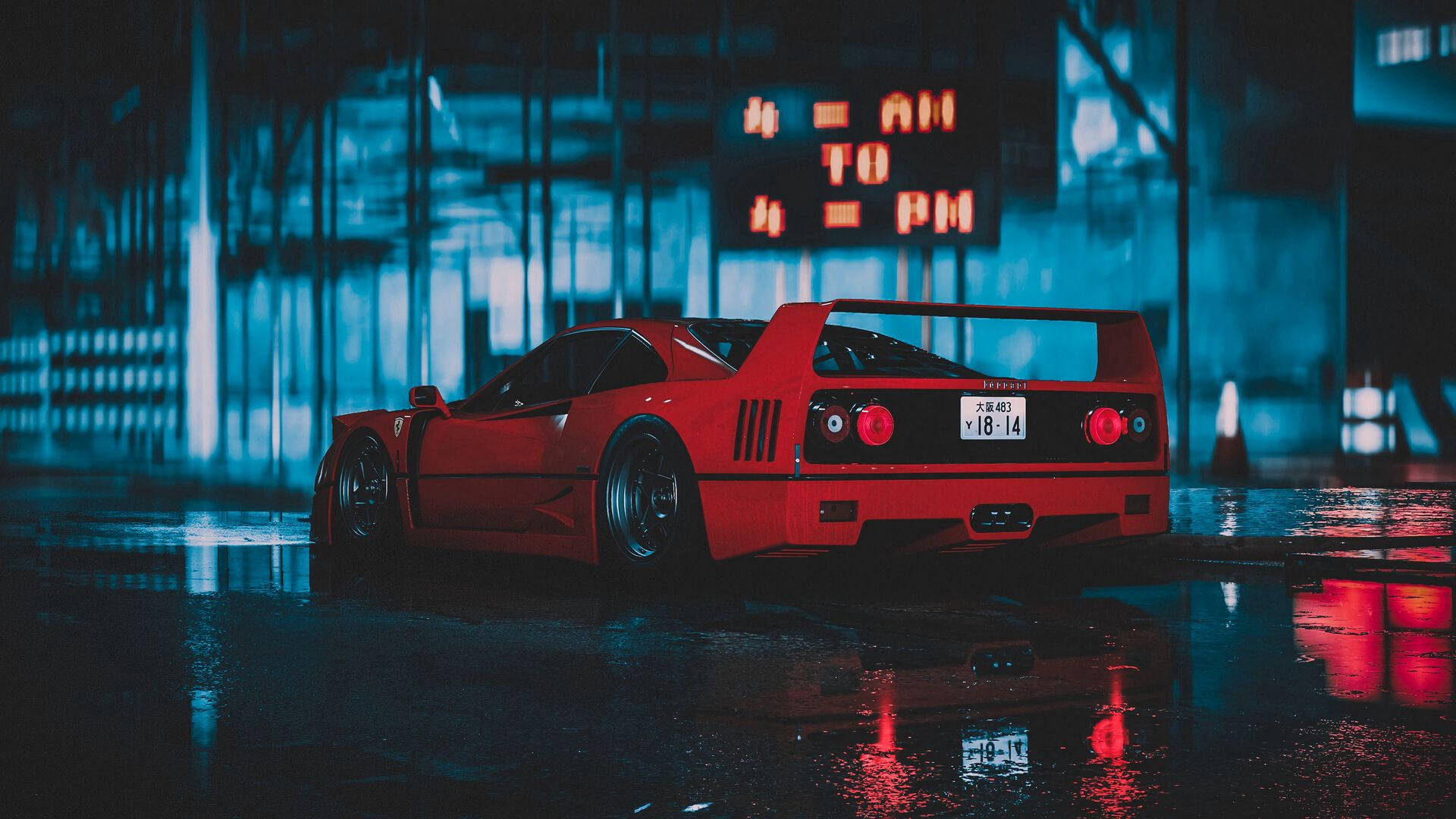 1920x1080 Ferrari F40 Заден Изглед Тапет