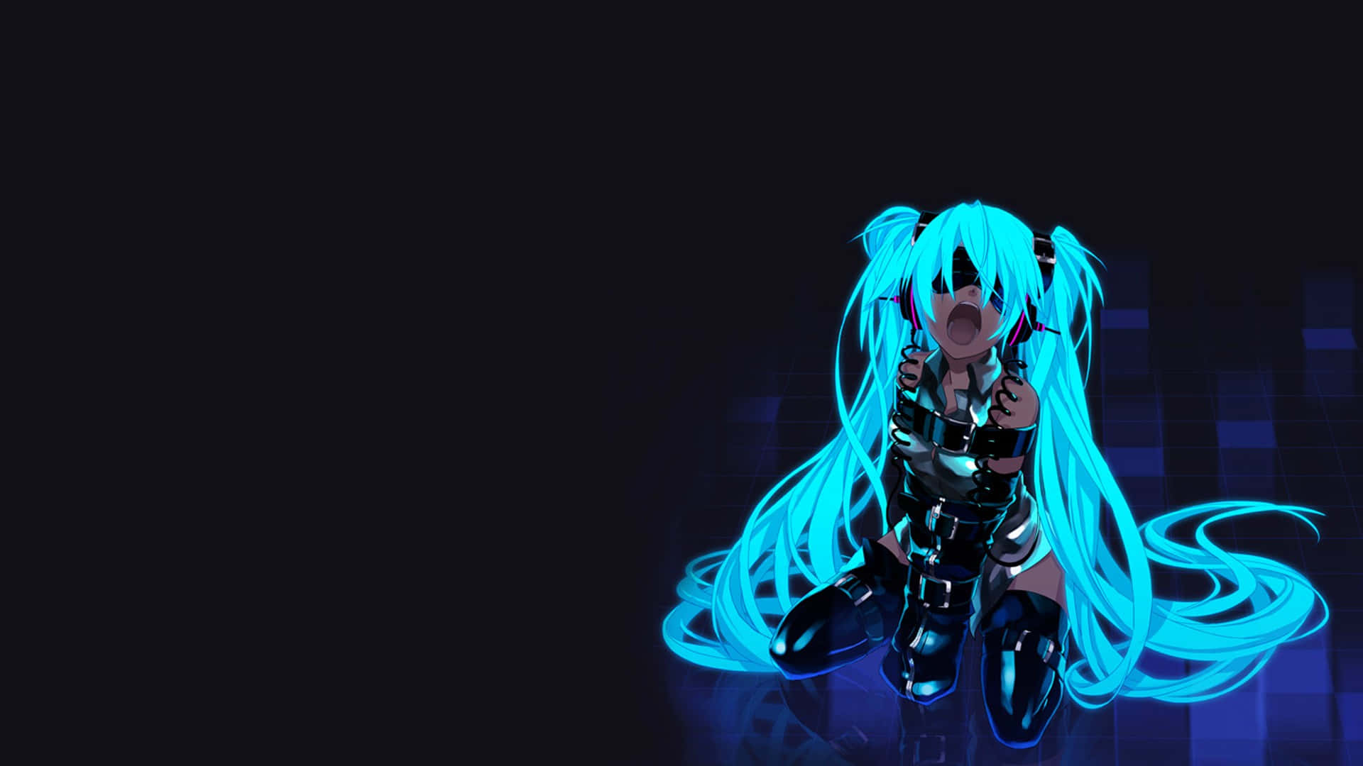 1920x1080 Аниме Hatsune Miku Светещо Синьо Тапет