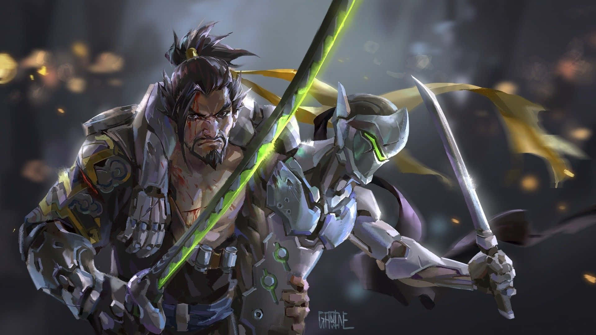 Генджи и Ханзо Персонажи 1920x1080 Overwatch Тапет