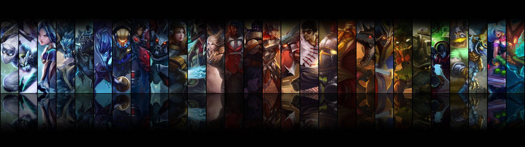 Шампиони се сражават в епични битки на 2 екрана в League of Legends Тапет