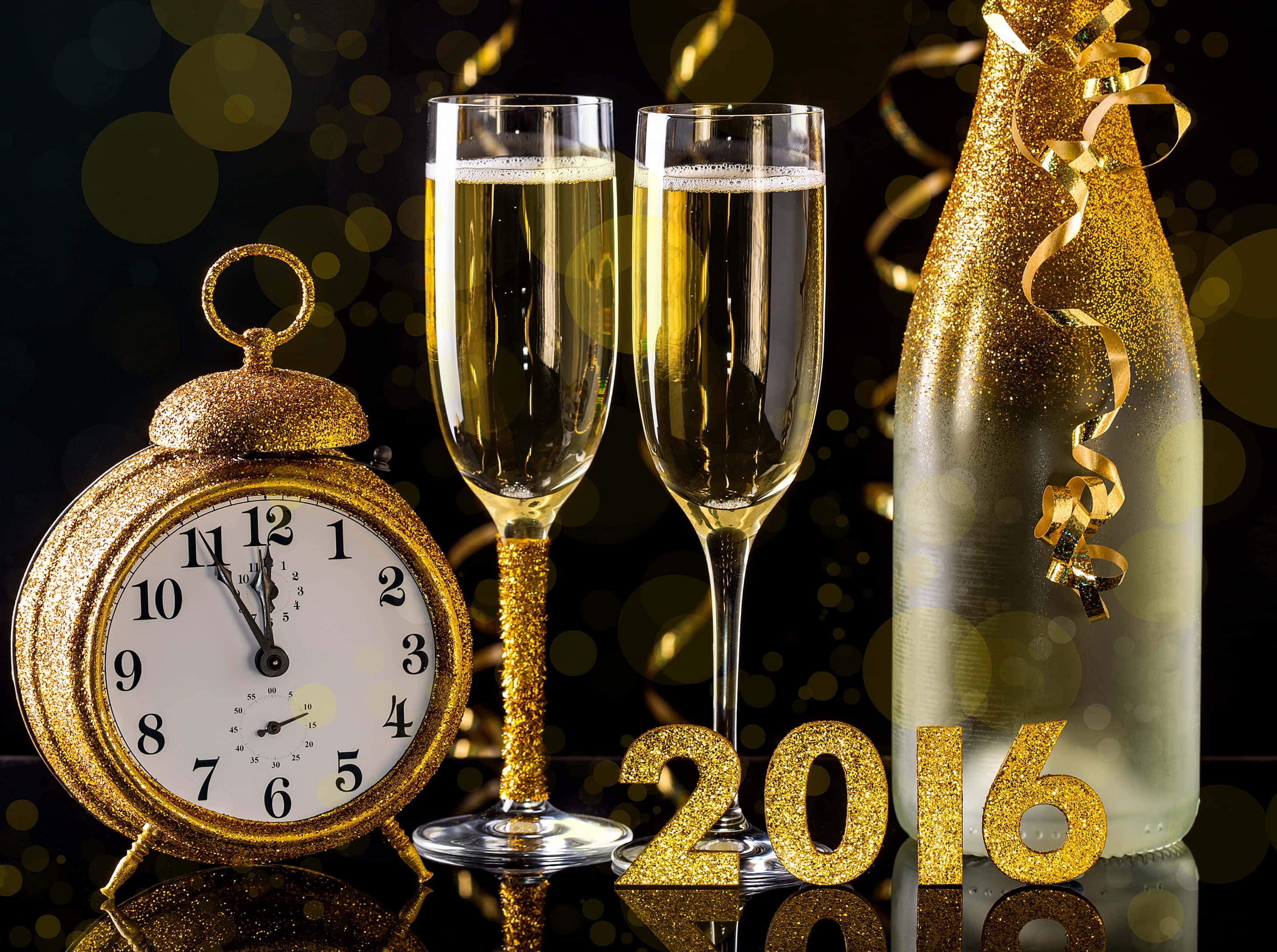 Златен фон за Нова година 2016 Тапет