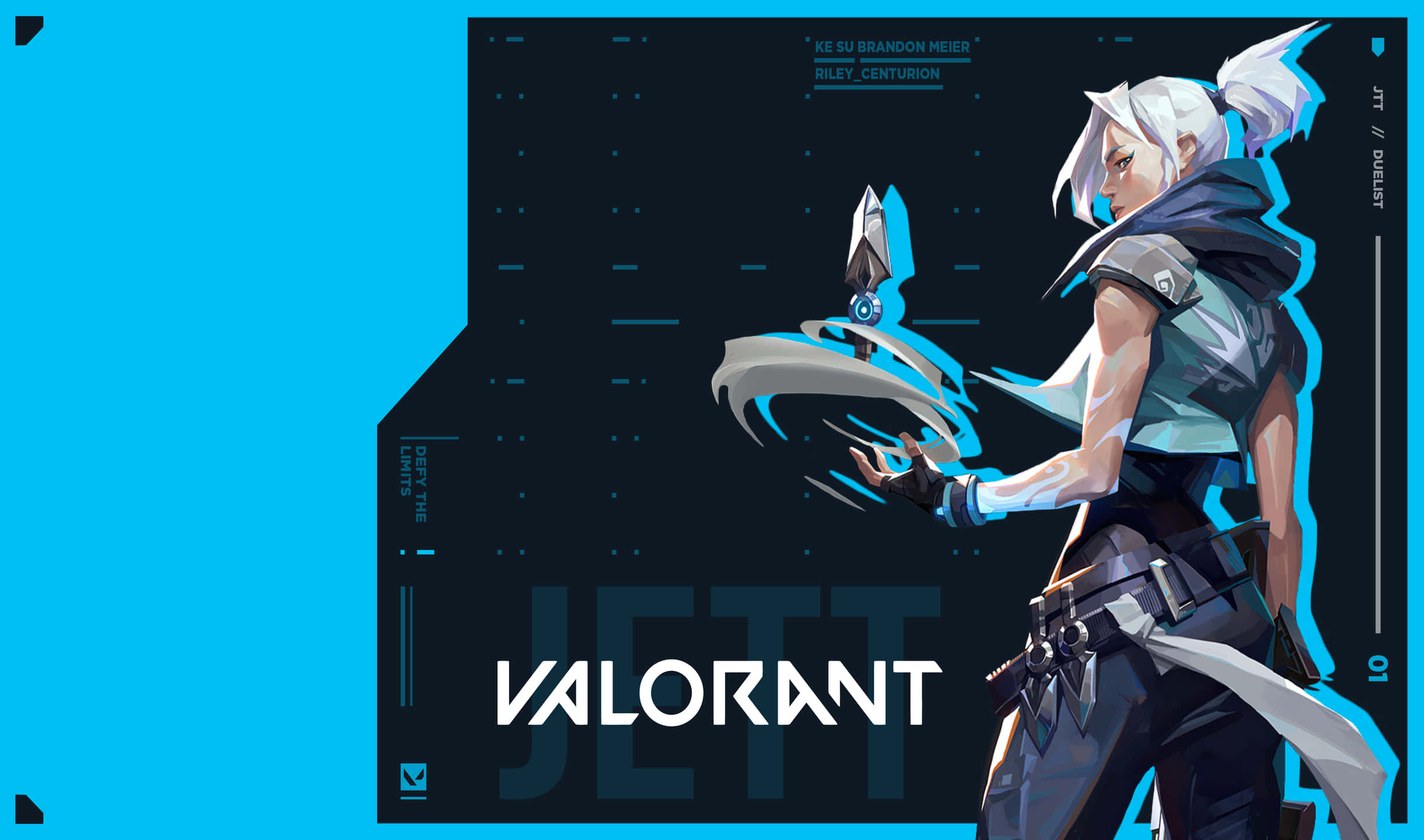2440x1440 Valorant фон Jett Blue Тапет