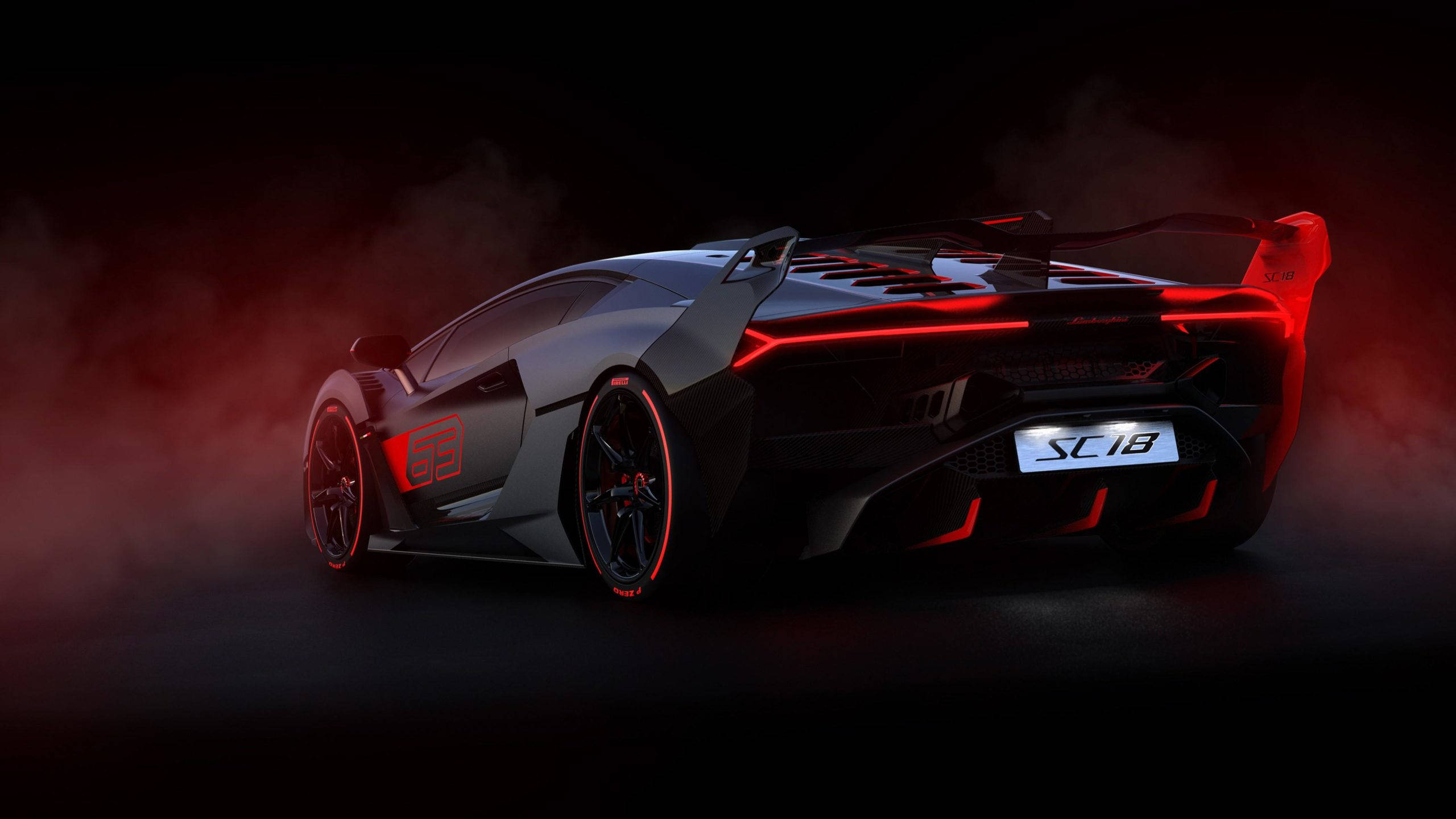 2560x1440 Червен и черен автомобил Lamborghini Aventador Тапет
