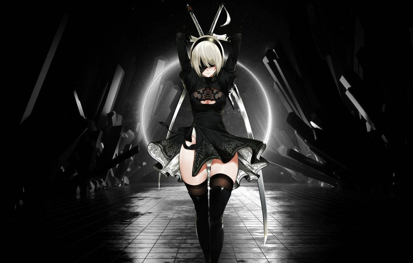 2B Черно Аниме Тапет