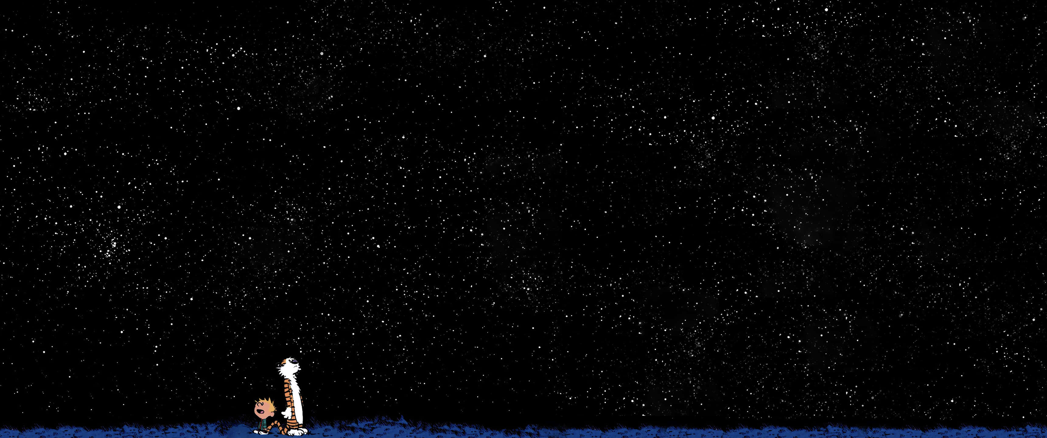 3440x1440 Космос с Калвин и Хобс Тапет