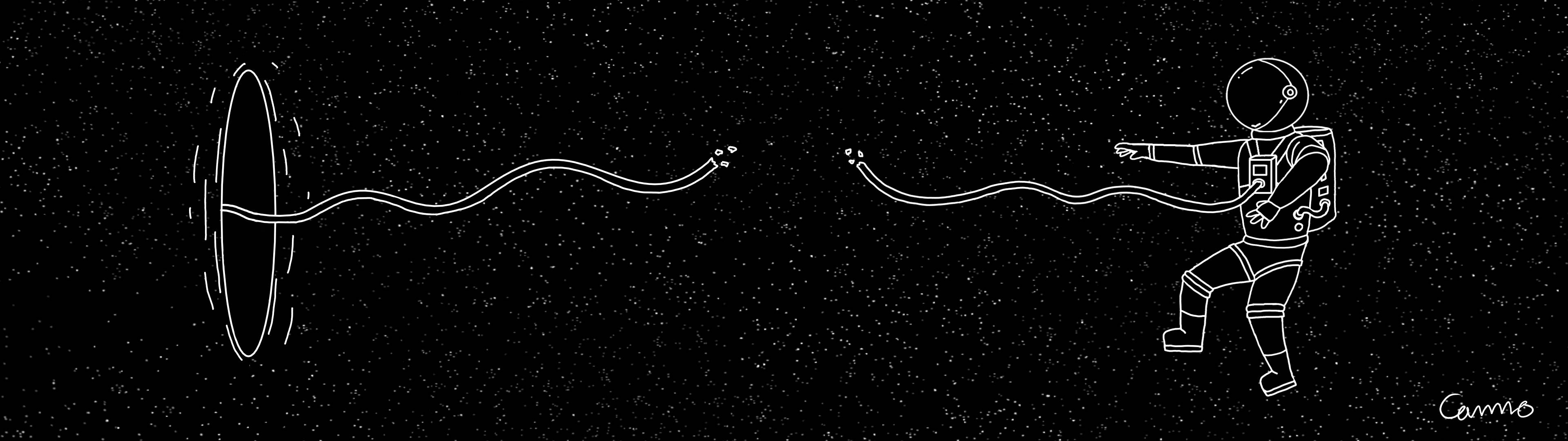3840x1080 4K Линия Арт на Астронавт Тапет