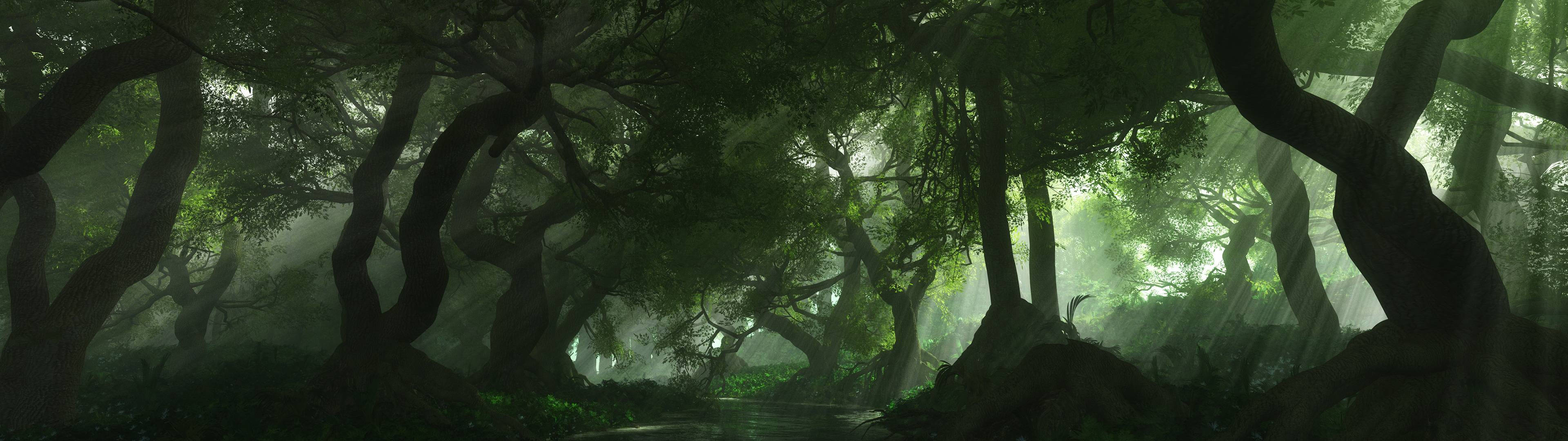 3840x1080 HD Двоен монитор Гора Тапет