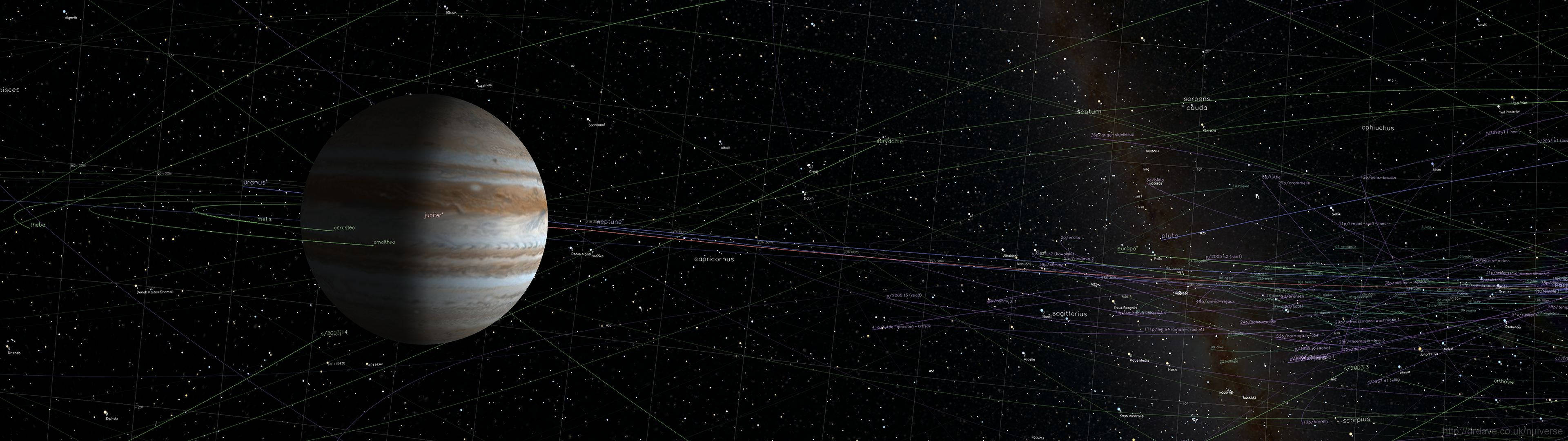 3840x1080 HD Двоен монитор Юпитер Тапет