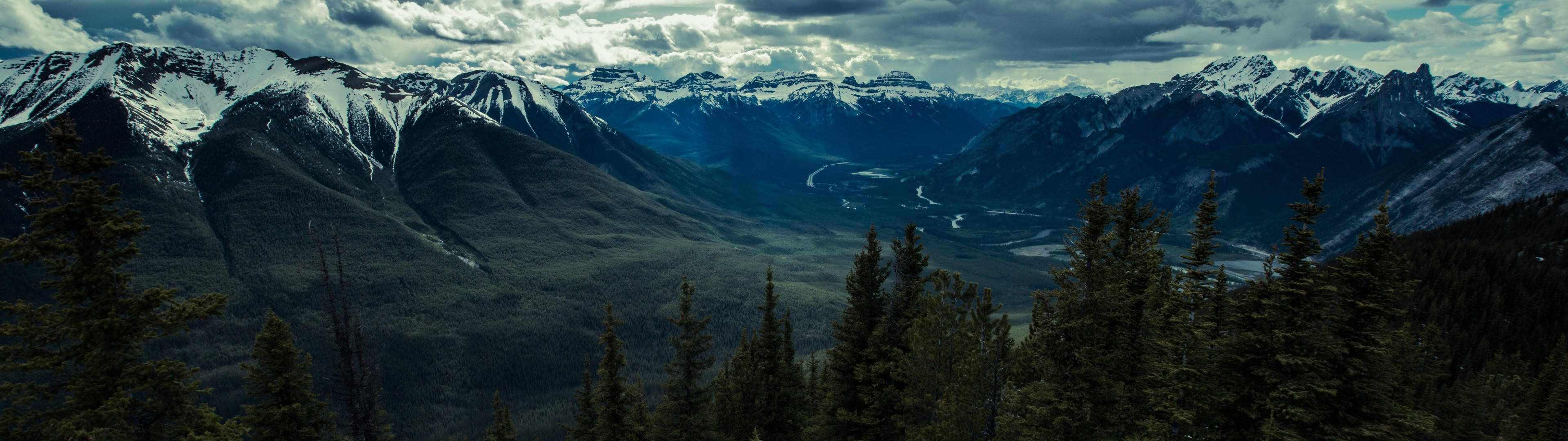 3840x1080 HD Двоен монитор Планина Тапет