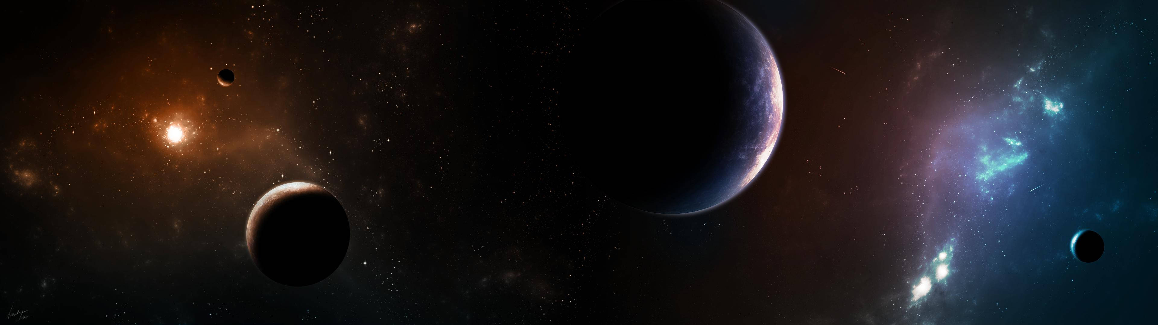 3840x1080 HD Двоен монитор Галактика Тапет