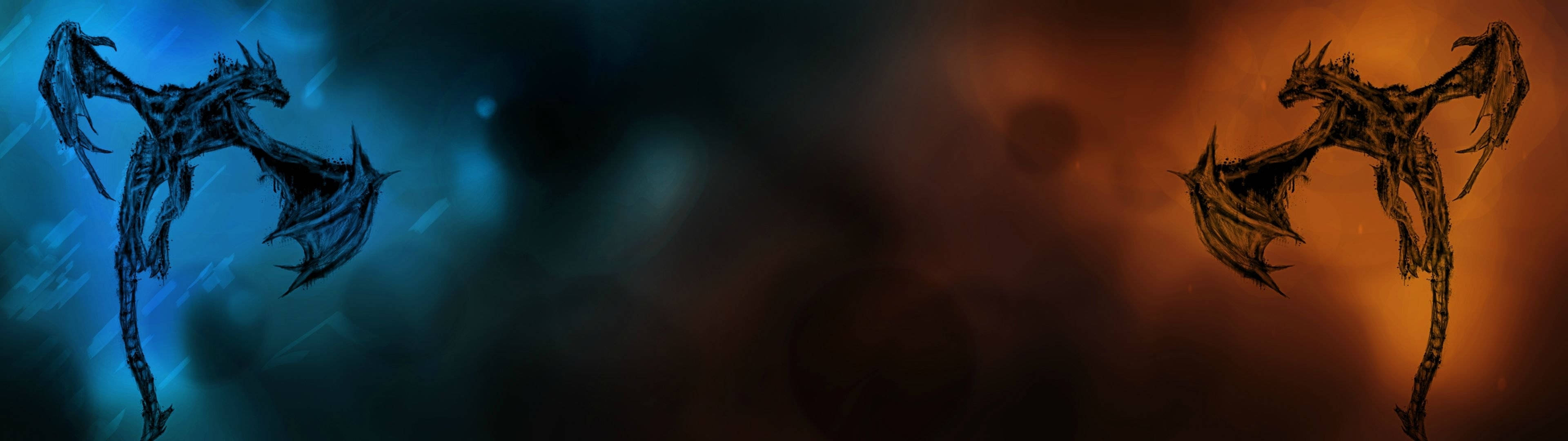3840x1080 HD Дракони за двоен монитор Тапет