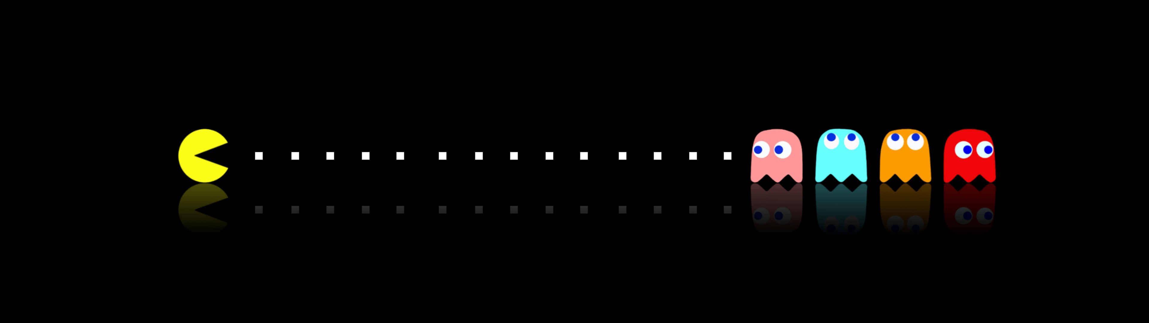 3840x1080 HD Двоен монитор Pacman Тапет