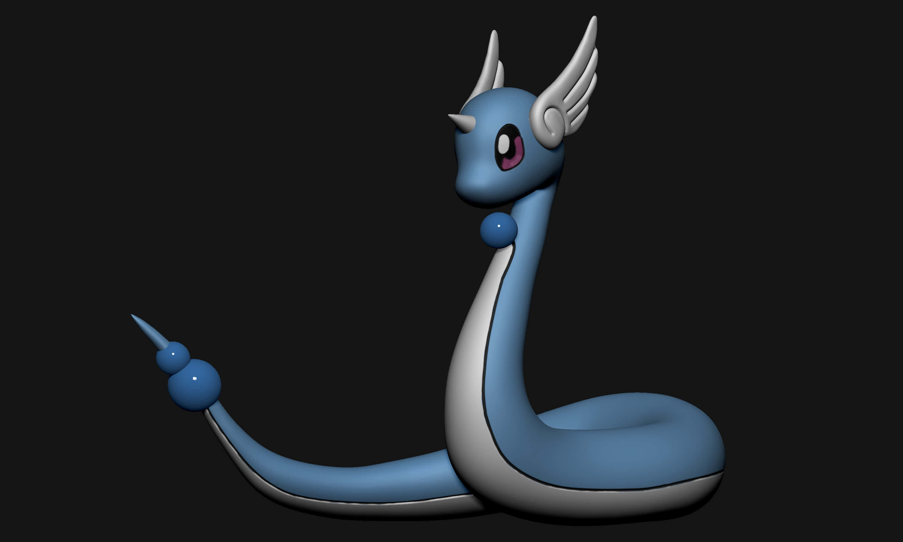 3D Dragonair Pokemon На Черен Фон Тапет