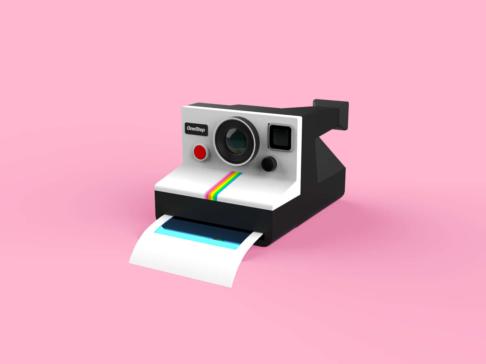Розова 3D модел на фотоапарат Polaroid Тапет