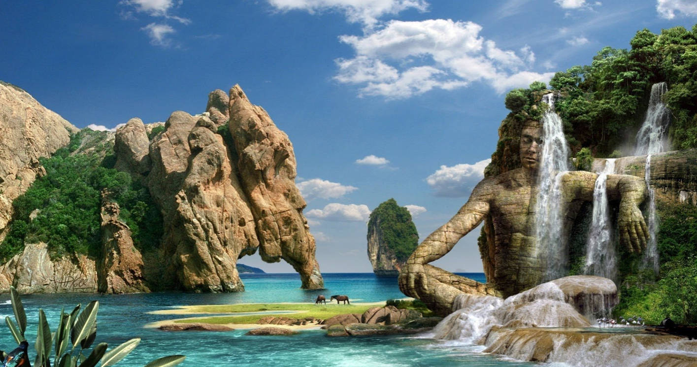 Слон и Буда 3D природа Тапет