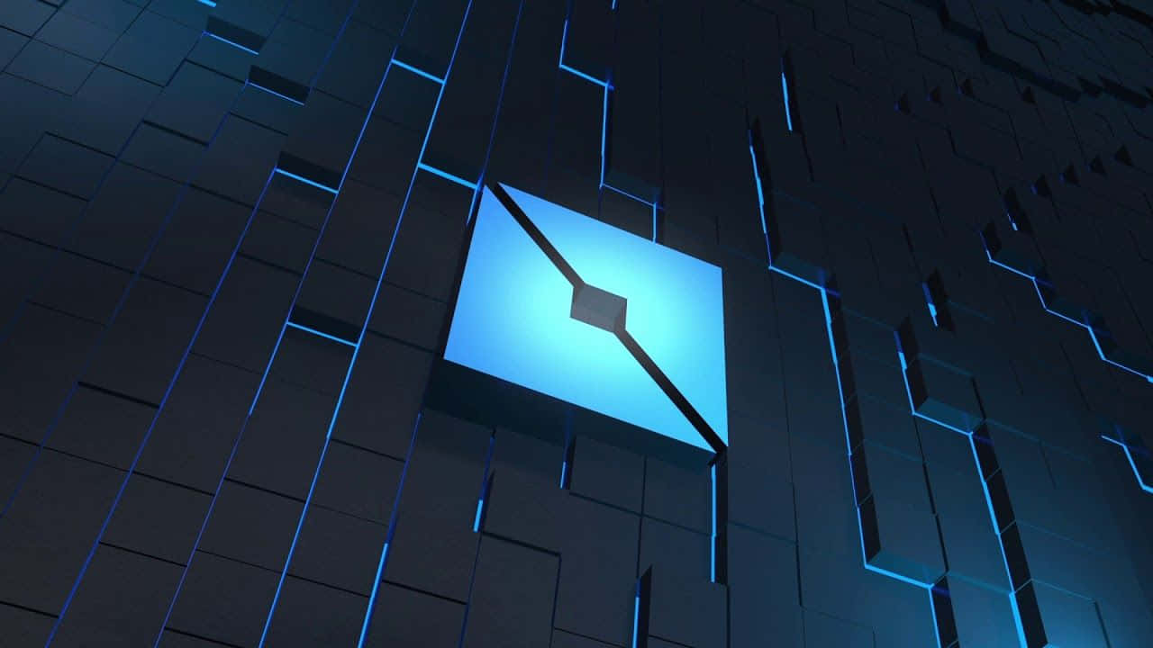 3D син квадратен лого на Roblox Тапет