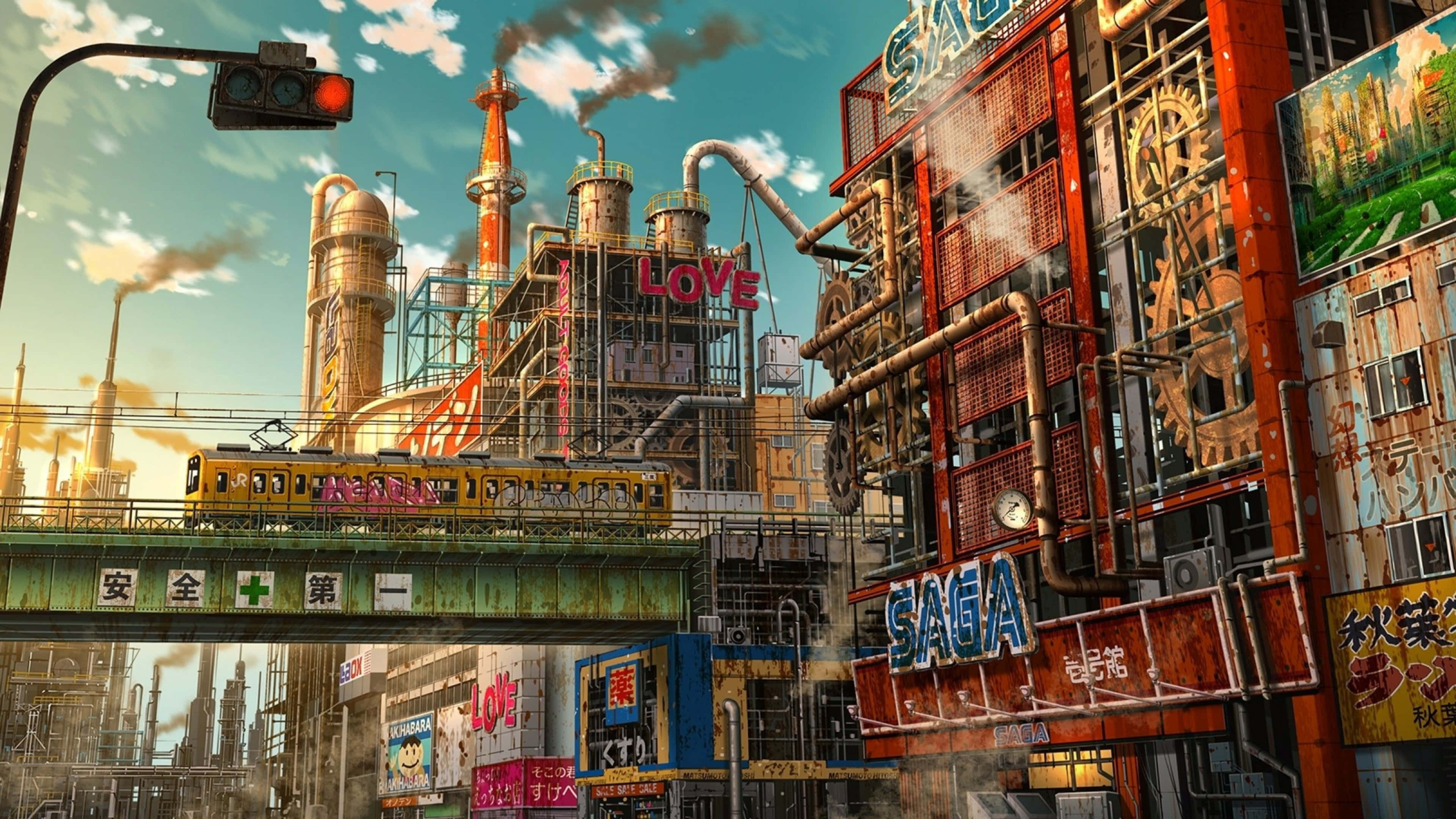 Осветяване на град Токио с 4K аниме изкуство Тапет