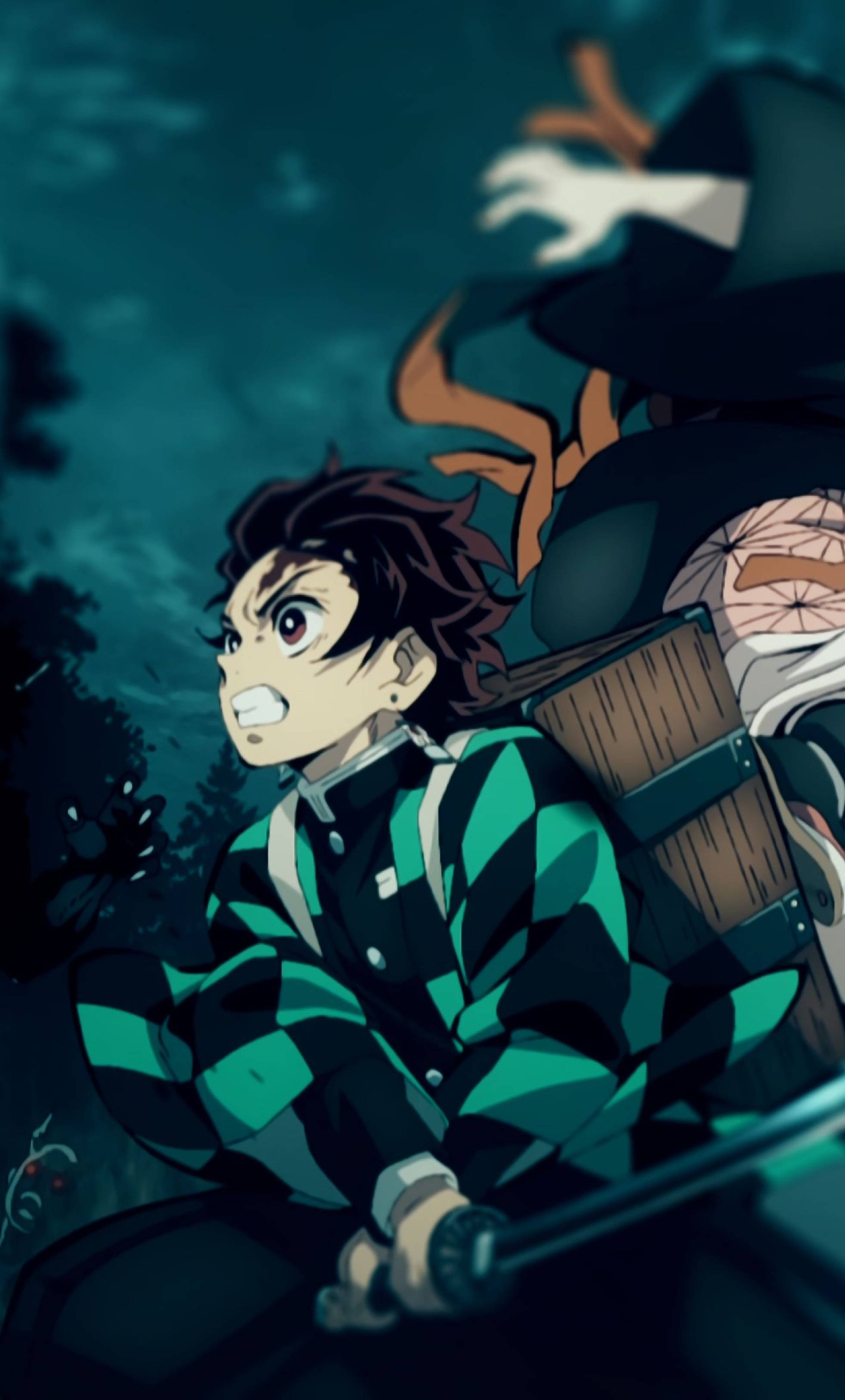 4K Anime iPhone Яростен Танджиро от Demon Slayer Тапет