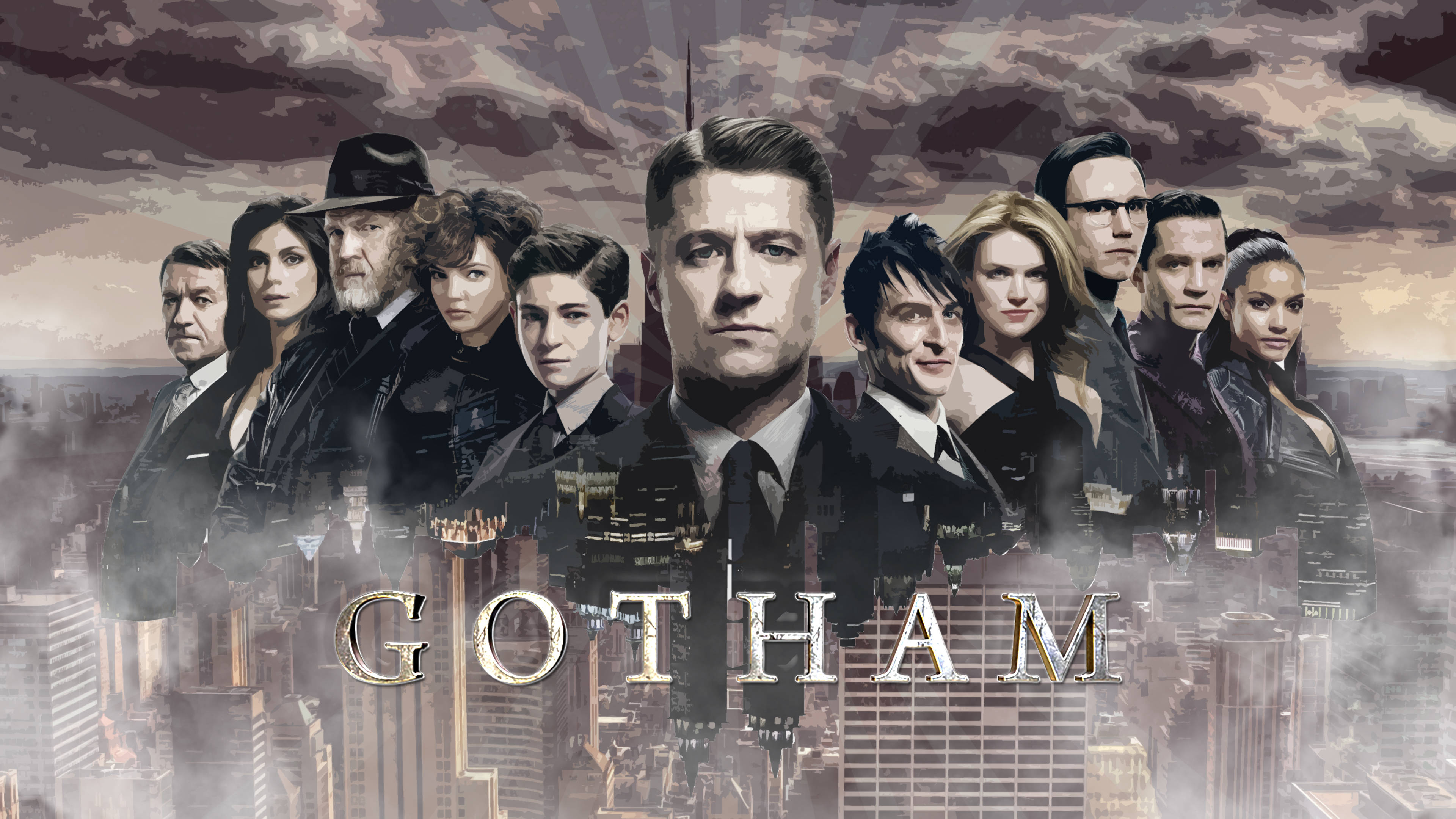 Кафява естетика 4K Gotham Ensemble Тапет