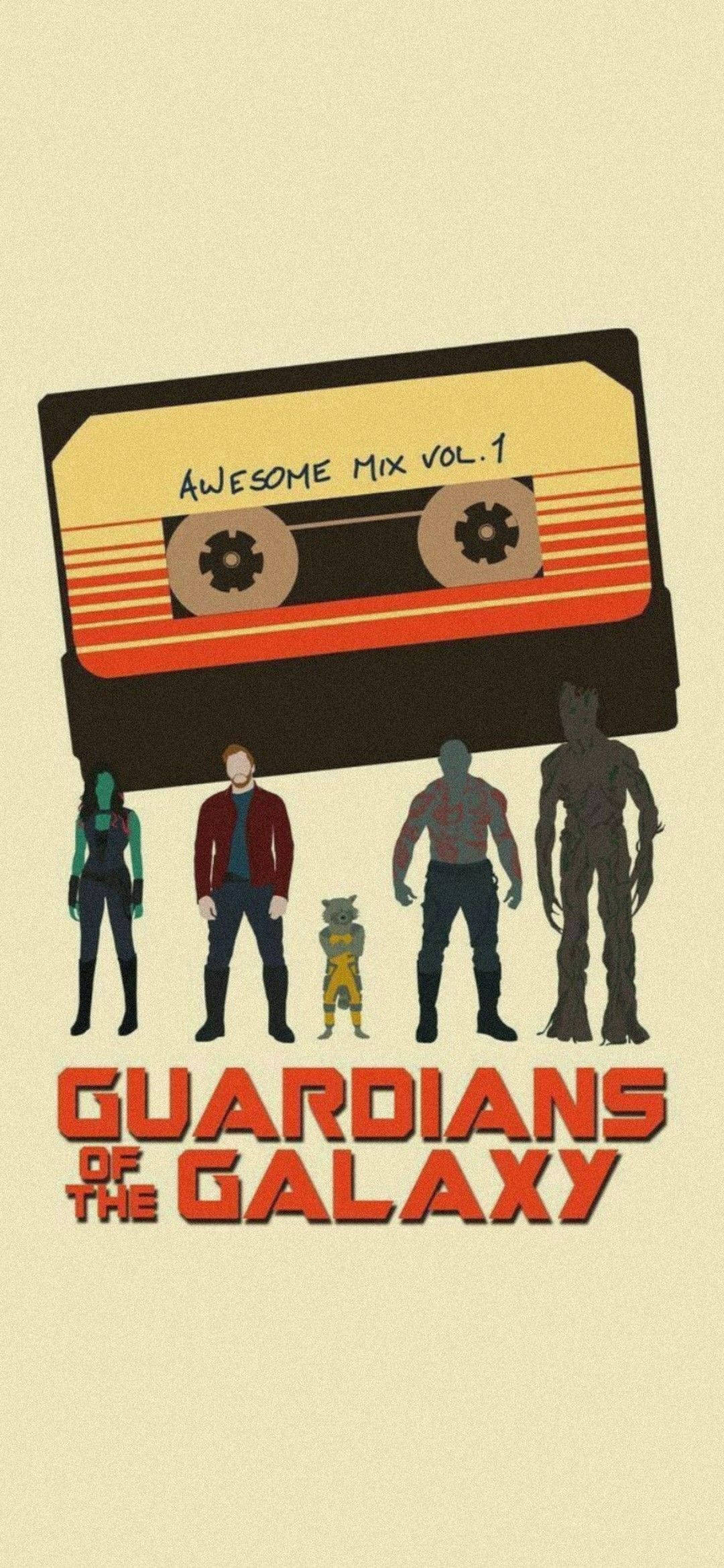 4K Guardians Of The Galaxy ретро плакат Тапет