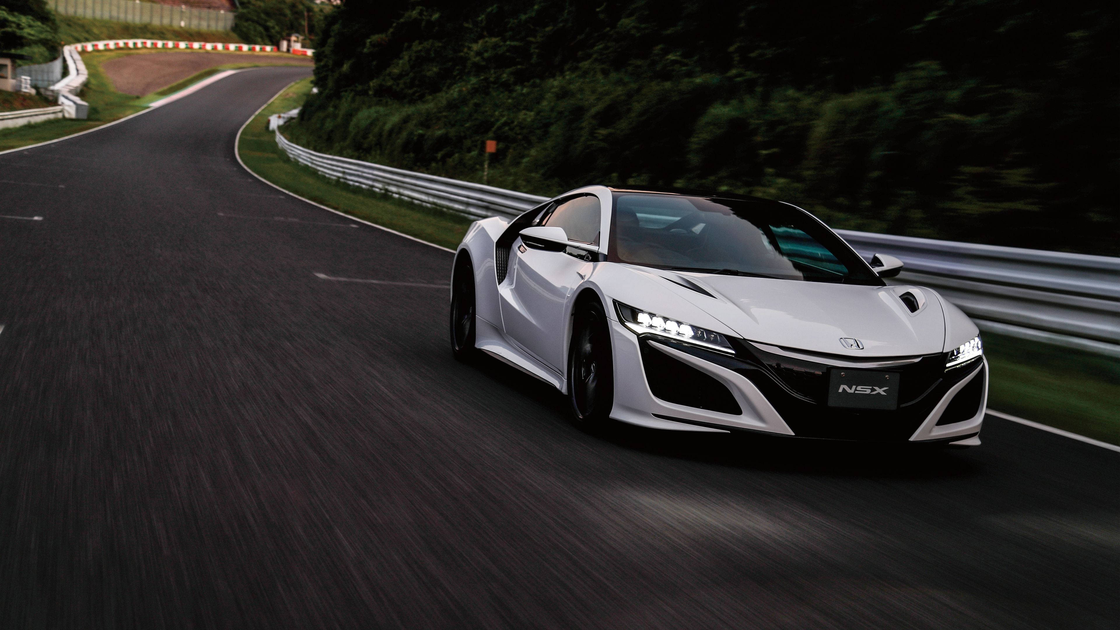 Кола 4K Перлено бял Honda NSX Тапет