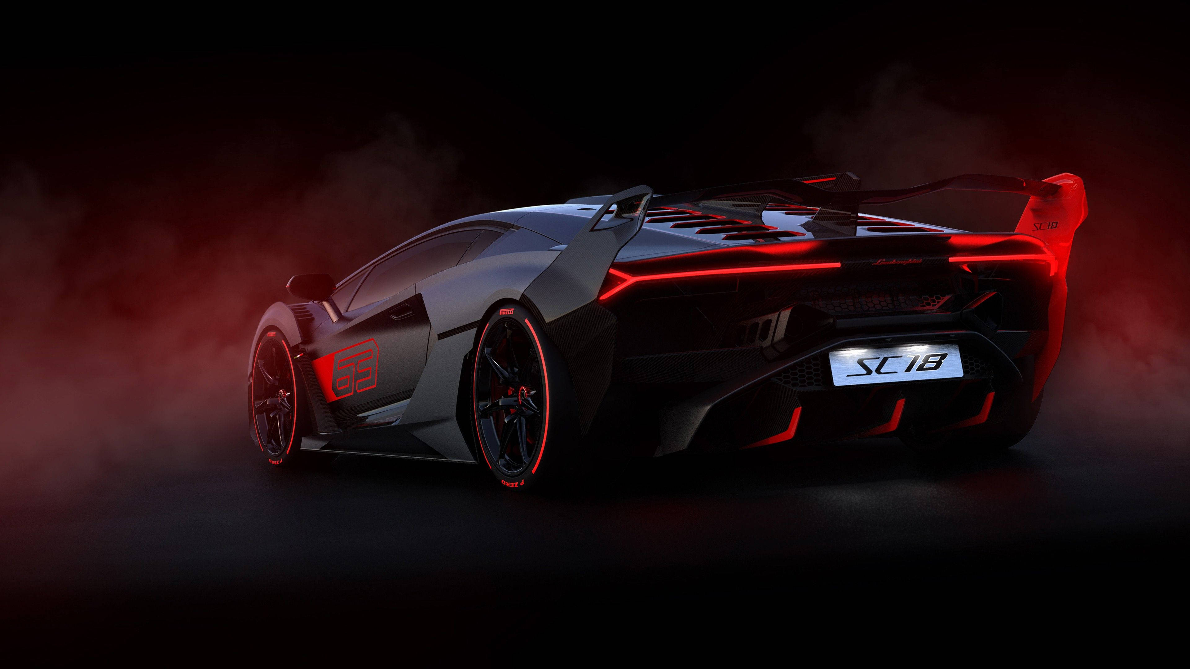 Естетично 4K авто червено Lamborghini Aventador Тапет