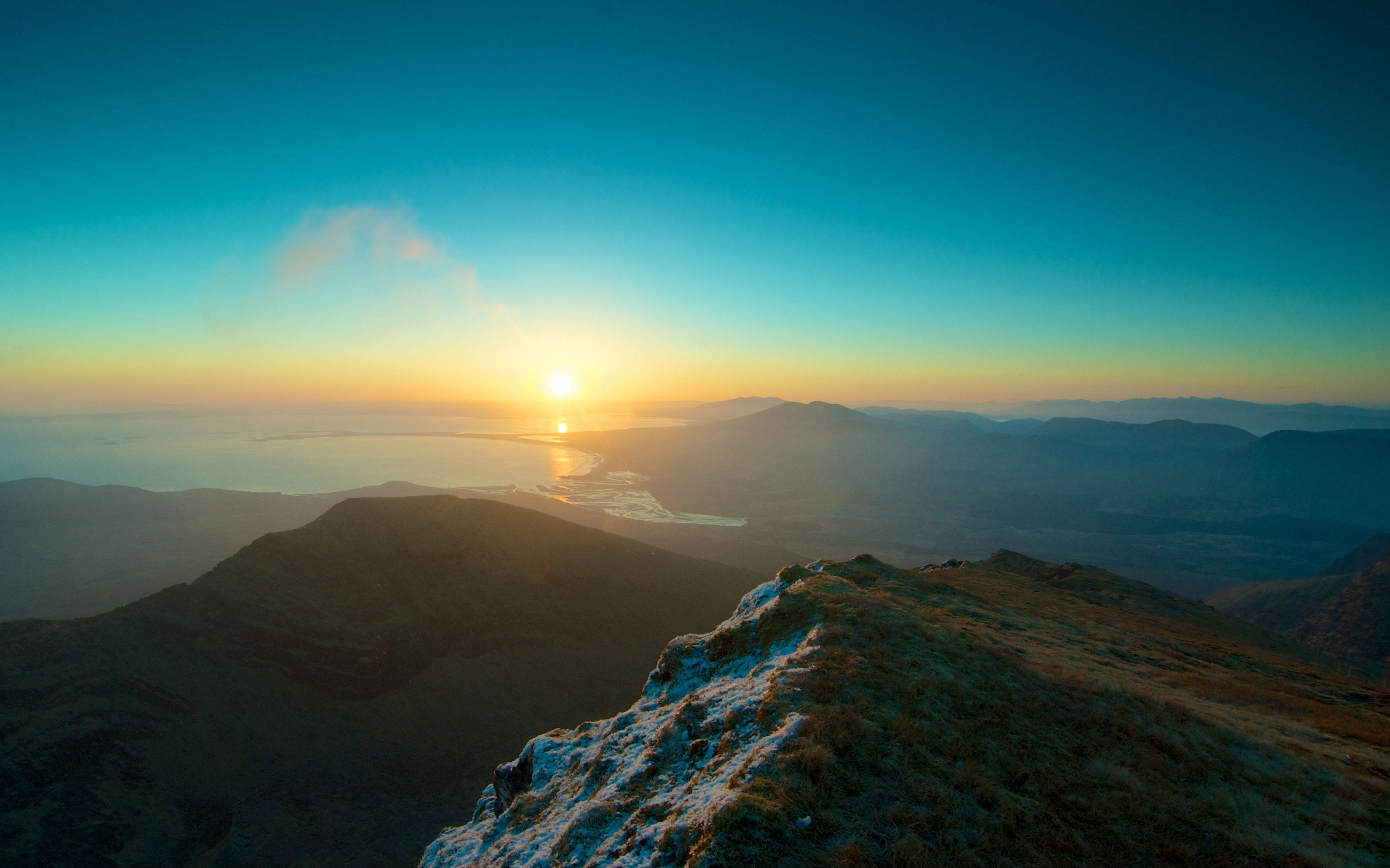 4K Природа Планински връх Изгрев Тапет