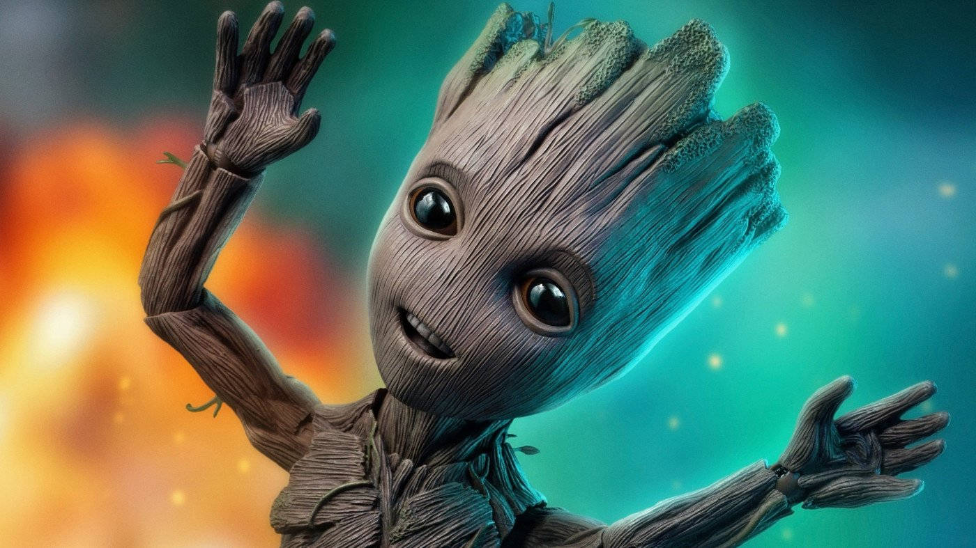 4K Падащото Бебе Грут от Пазителите на Галактиката Тапет