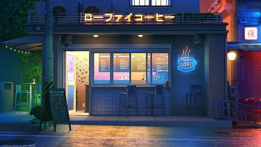 Кафе 4K Lo Fi Тапет
