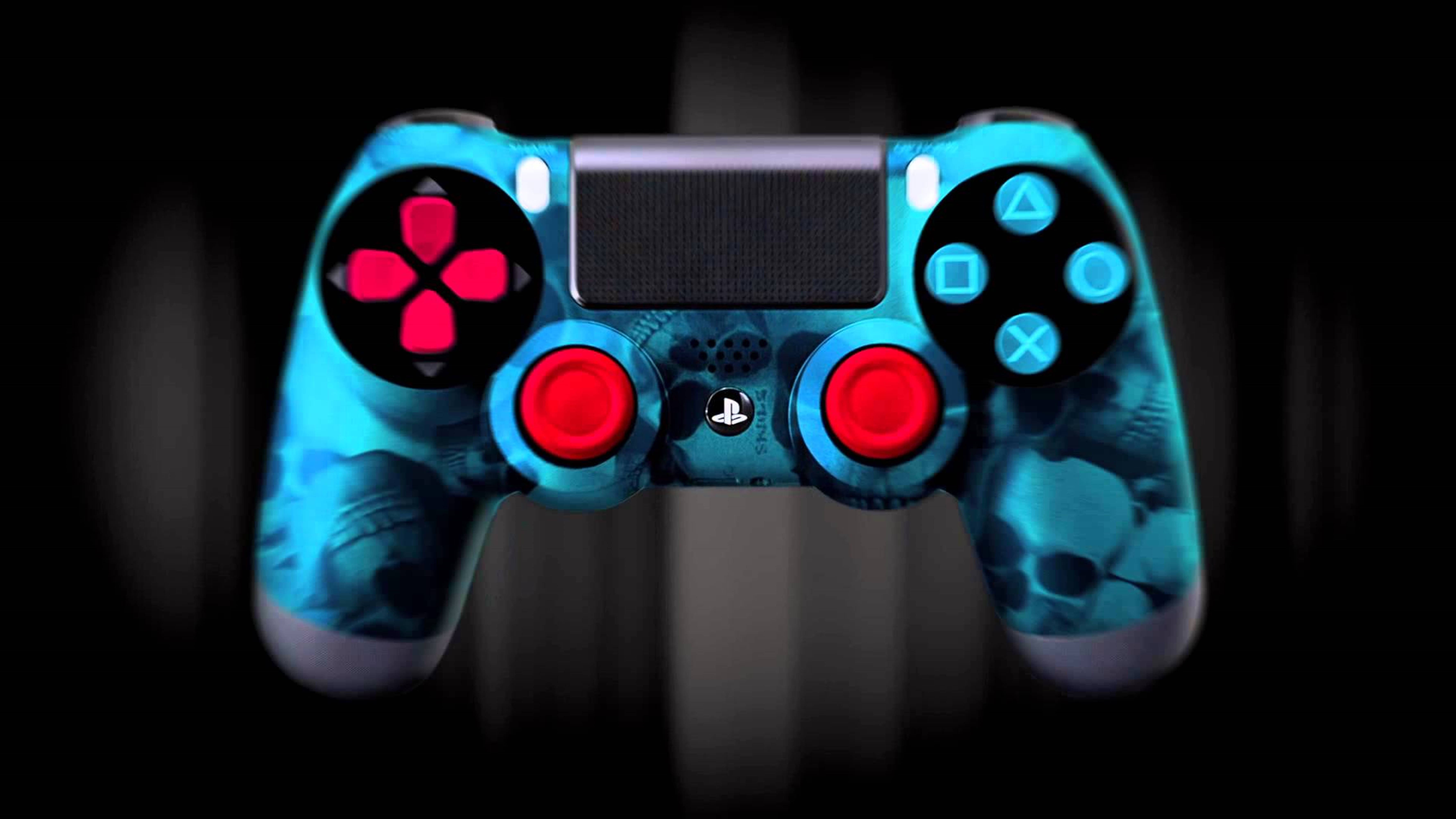 4K PS4 с неонов череп стикер Тапет