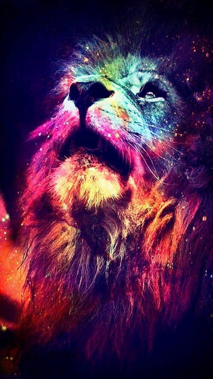 Цветно лъвско изкуство за мобилен телефон 4K Тапет