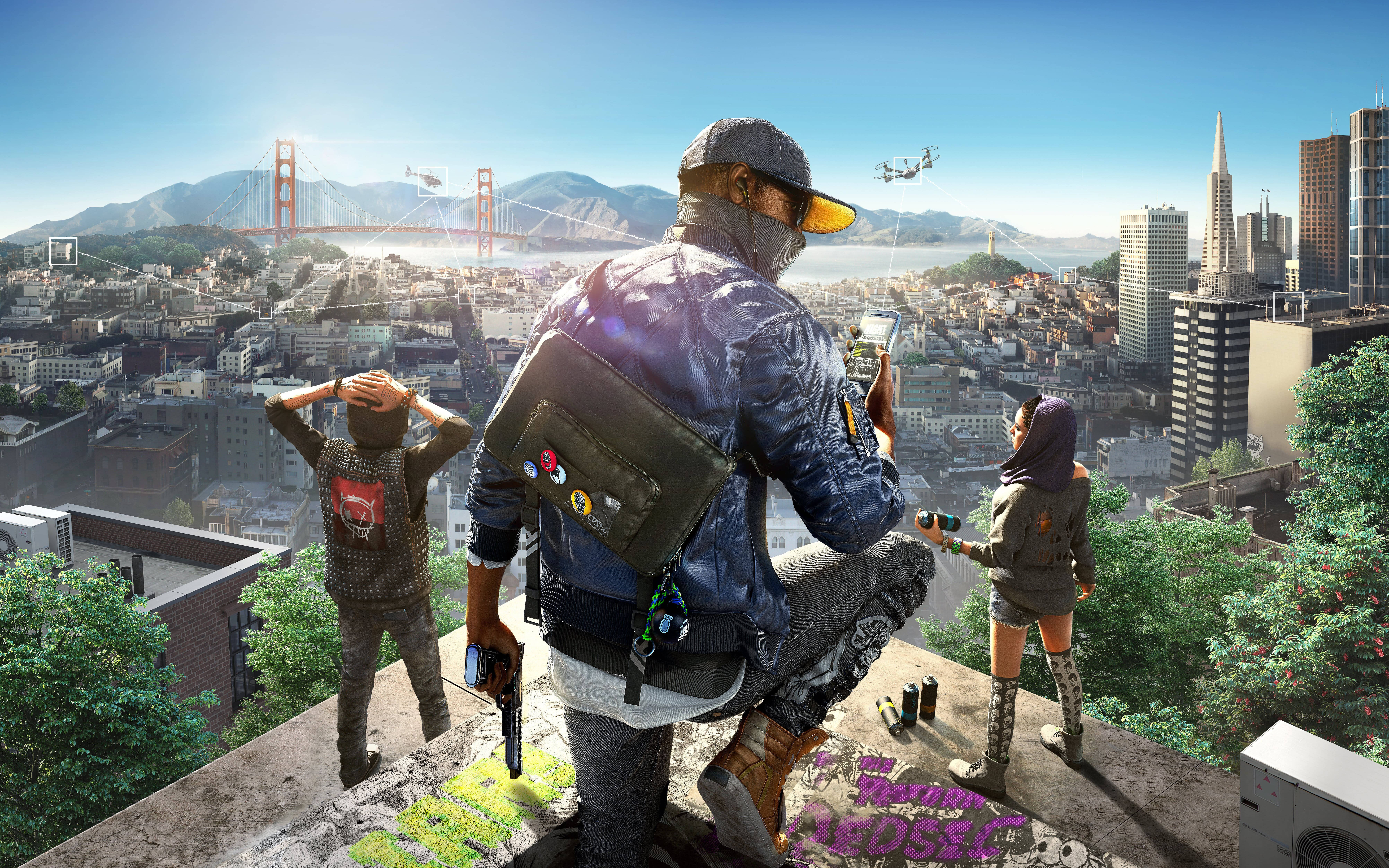 Вълнуващ 4K дисплей на видеоиграта Watch Dogs 2 Тапет