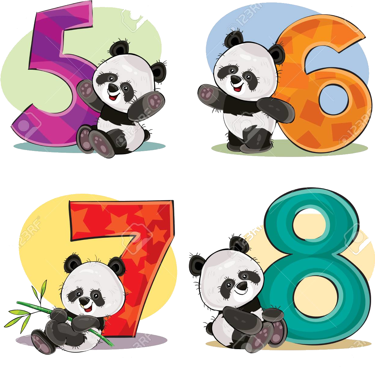 Панда_ Числа_5_до_8 Тапет