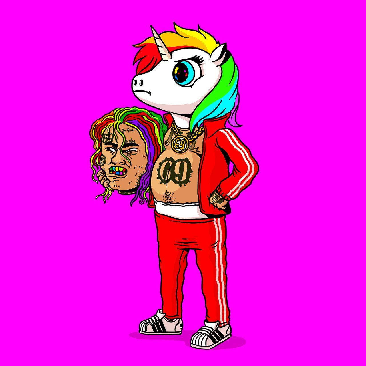 6ix9ine с дъгов еднорог Тапет