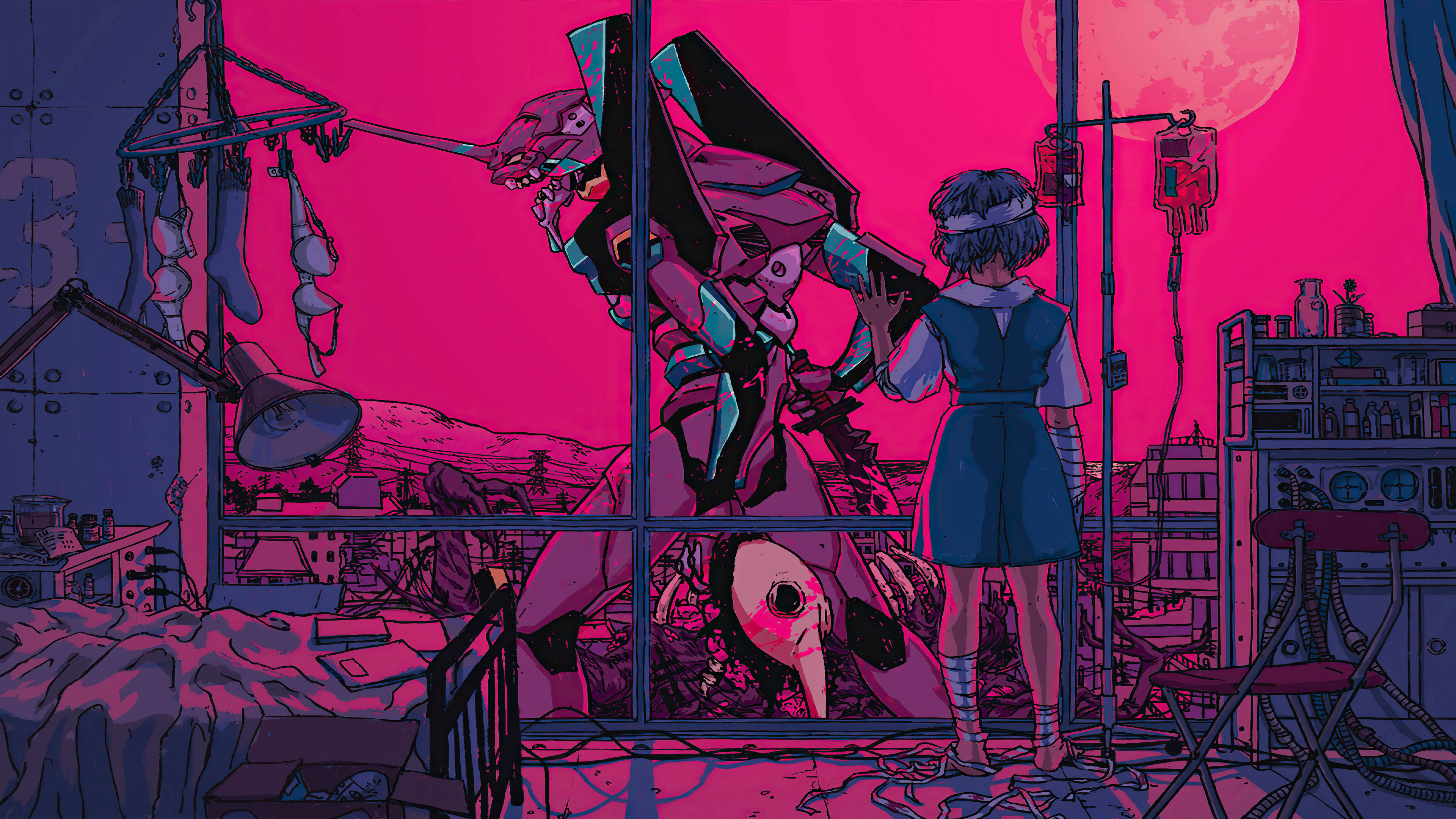 8K Аниме Evangelion Рей Тапет