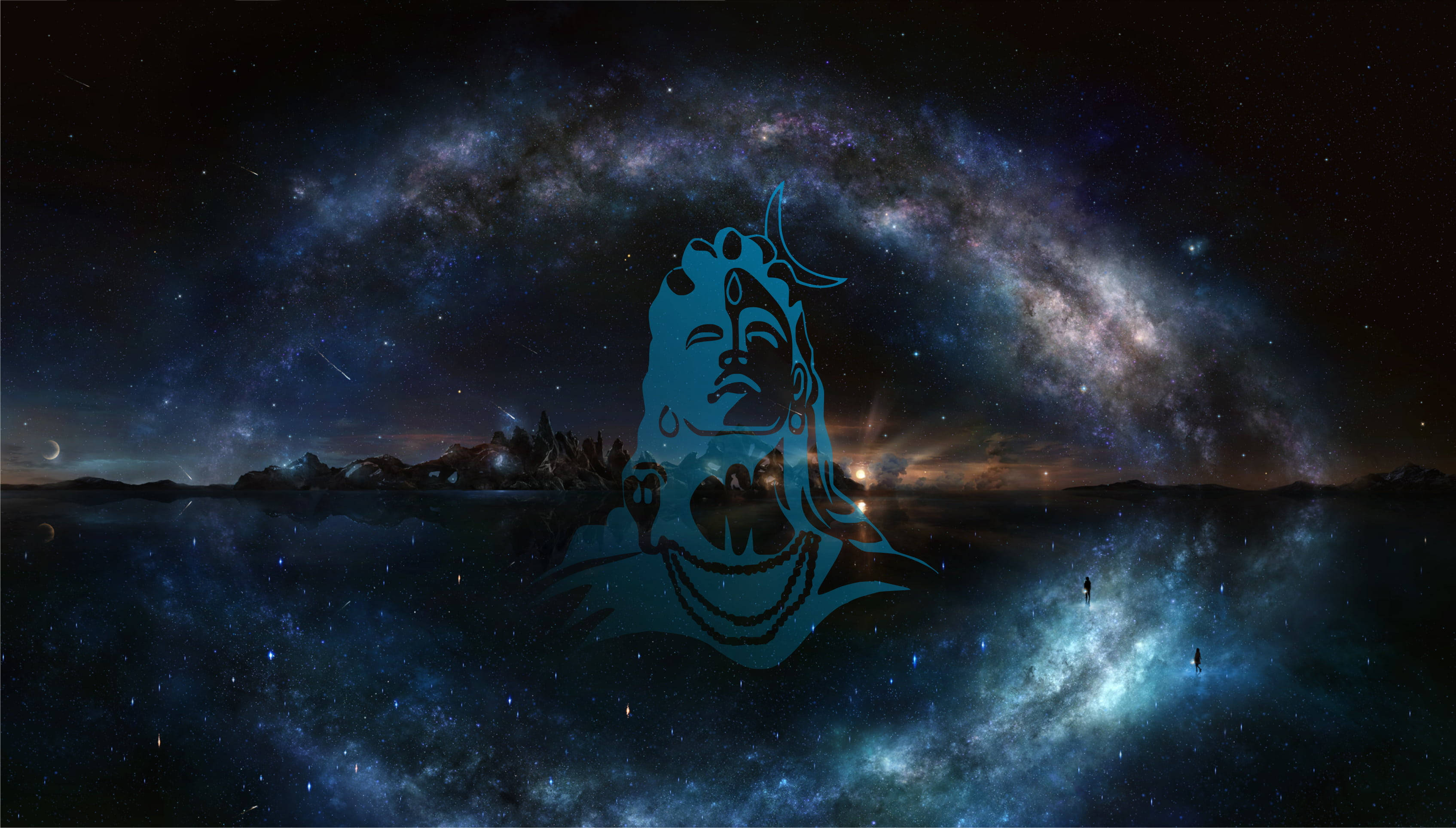 Adiyogi 4K галактическо изкуство Тапет
