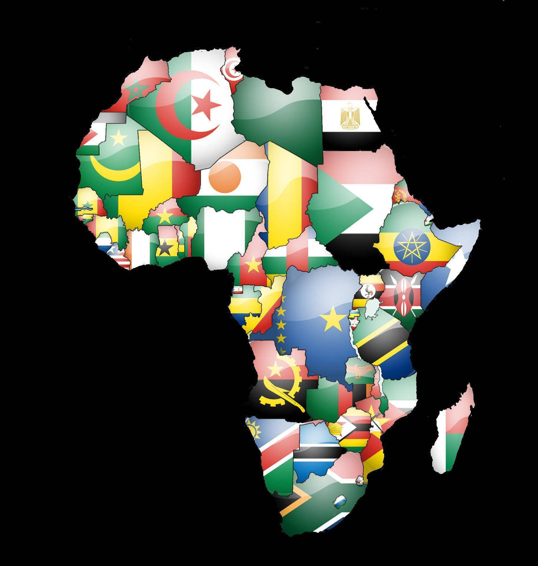 Africa Map With Flags Тапет