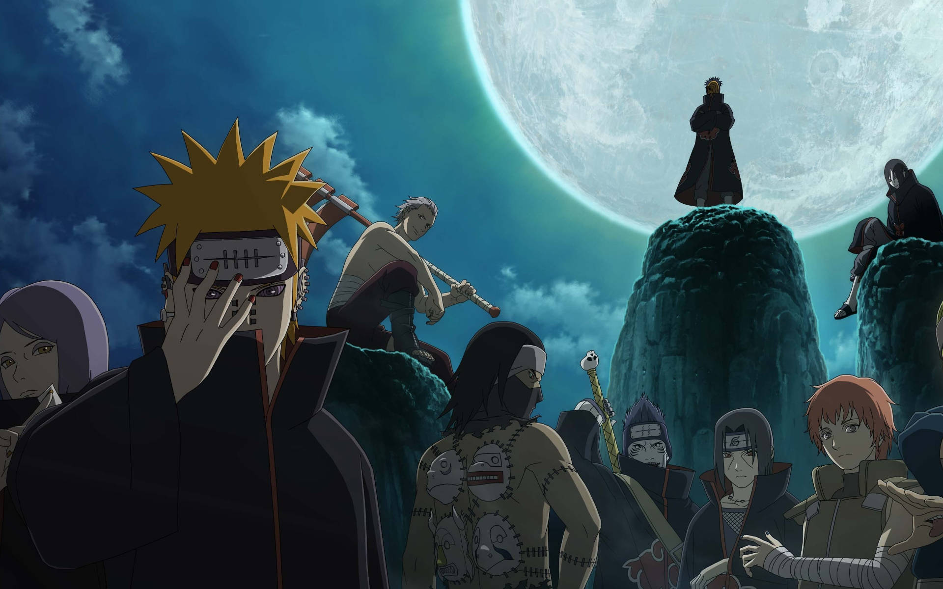Персонажи от Akatsuki Naruto под луната Тапет