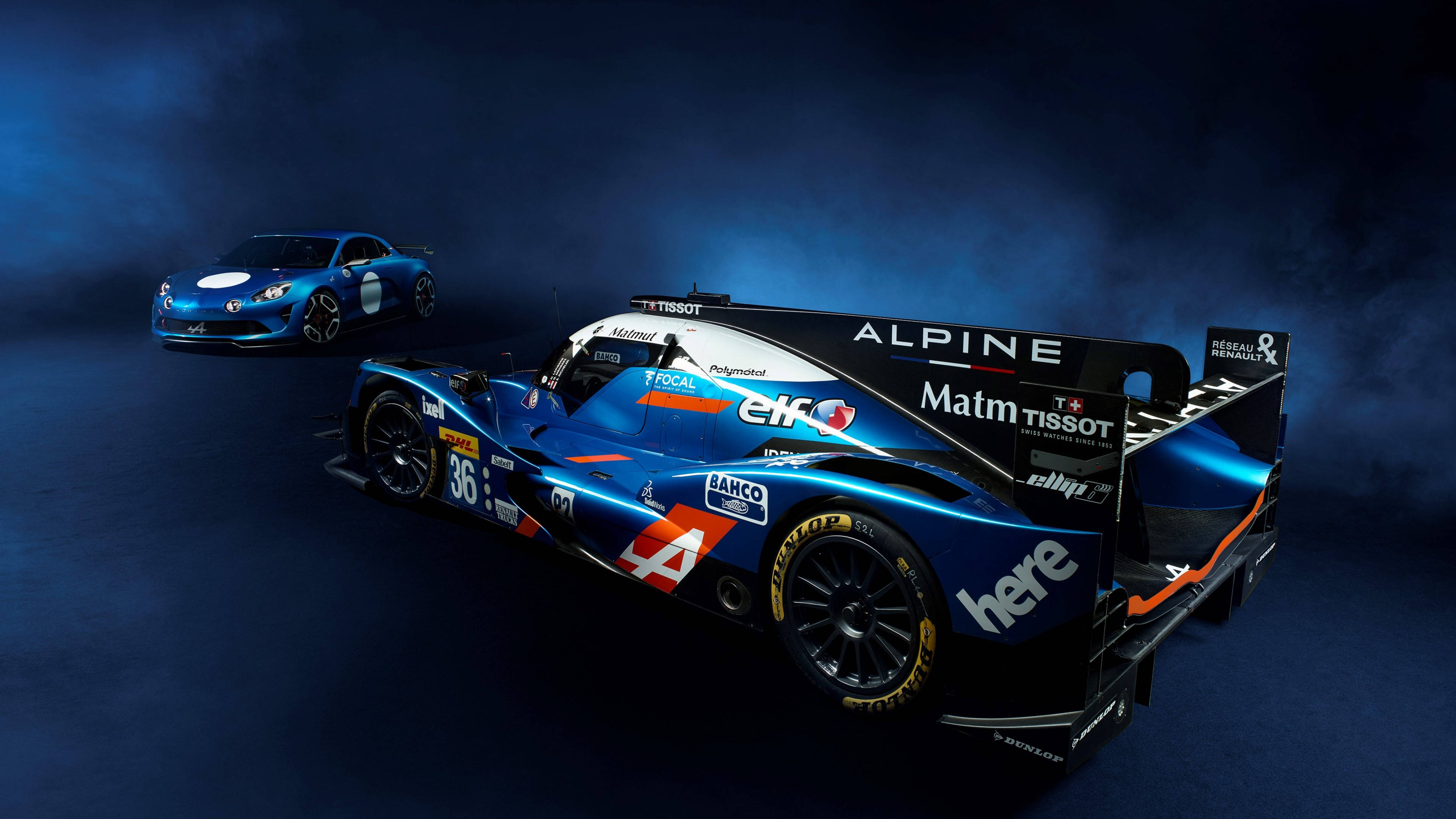 Сини автомобили Alpine Тапет