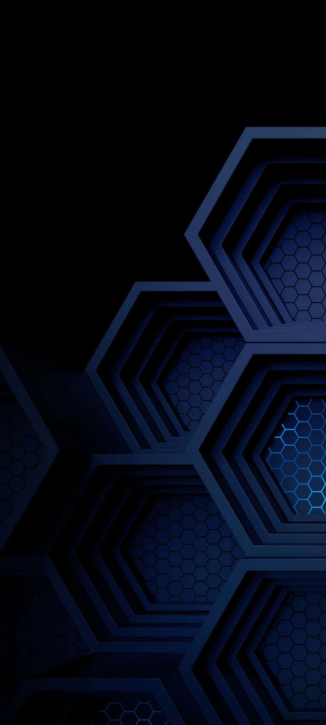 Синьо AMOLED шестоъгълници Тапет