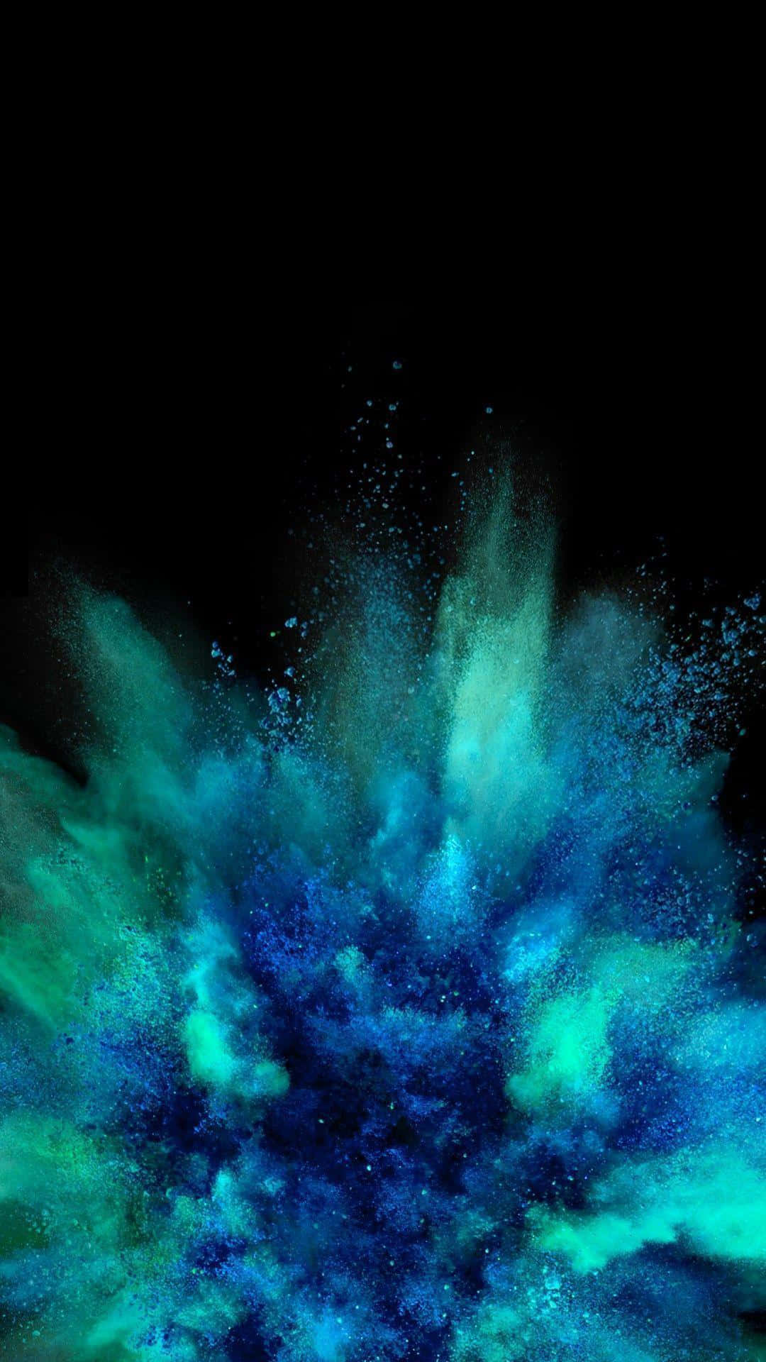 Близък изглед на син AMOLED екран Тапет