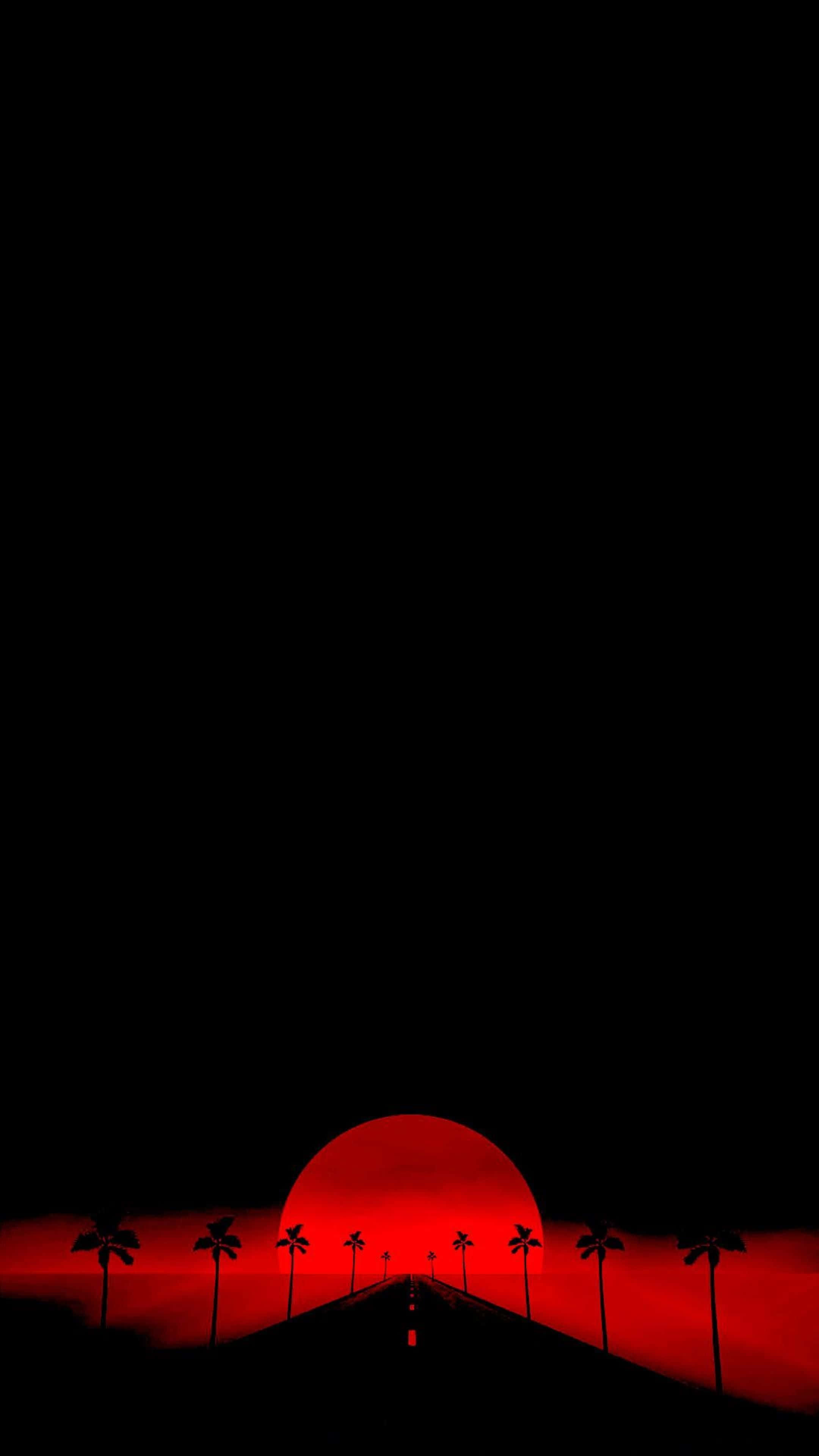 AMOLED фон Червено слънце път Тапет