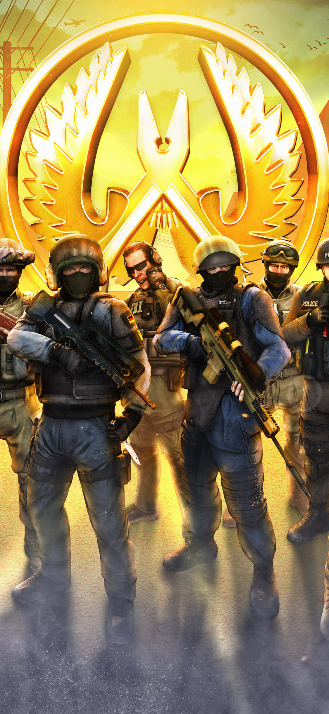 Android Counter-strike Global Offensive Контра-терористи с лого фон Тапет