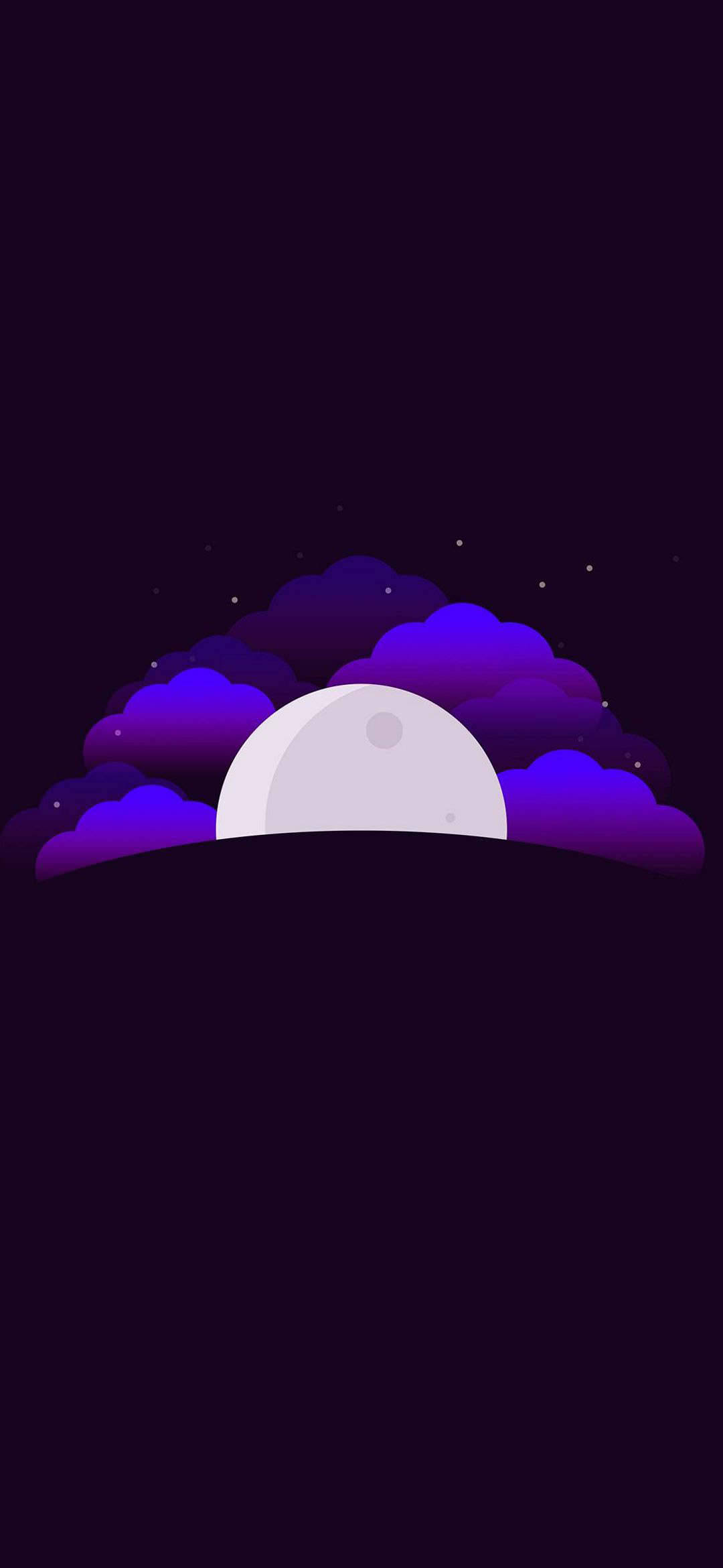 Луна лилаци облака минималистичен Android Тапет