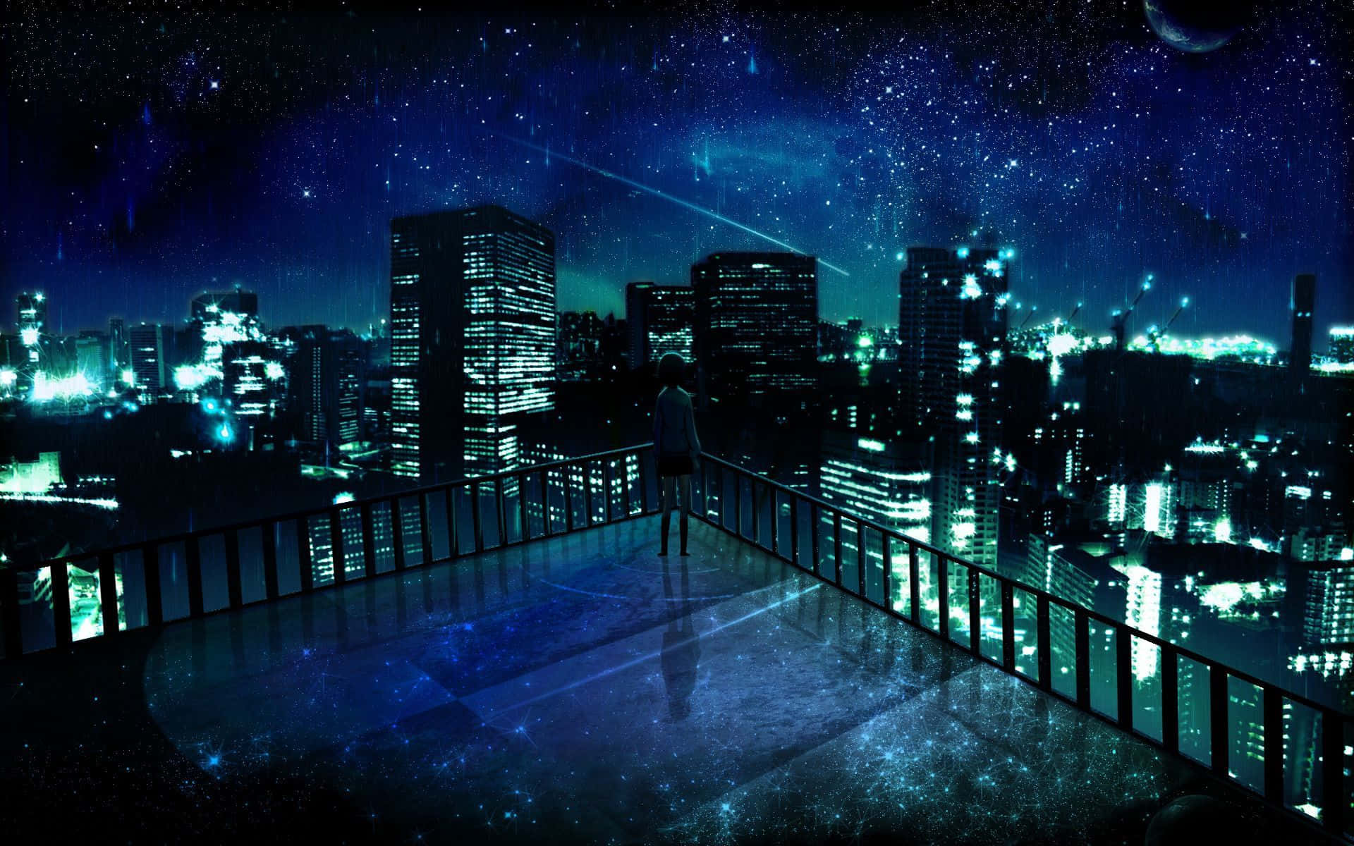 Разгледайте цветните улици на Anime City Тапет