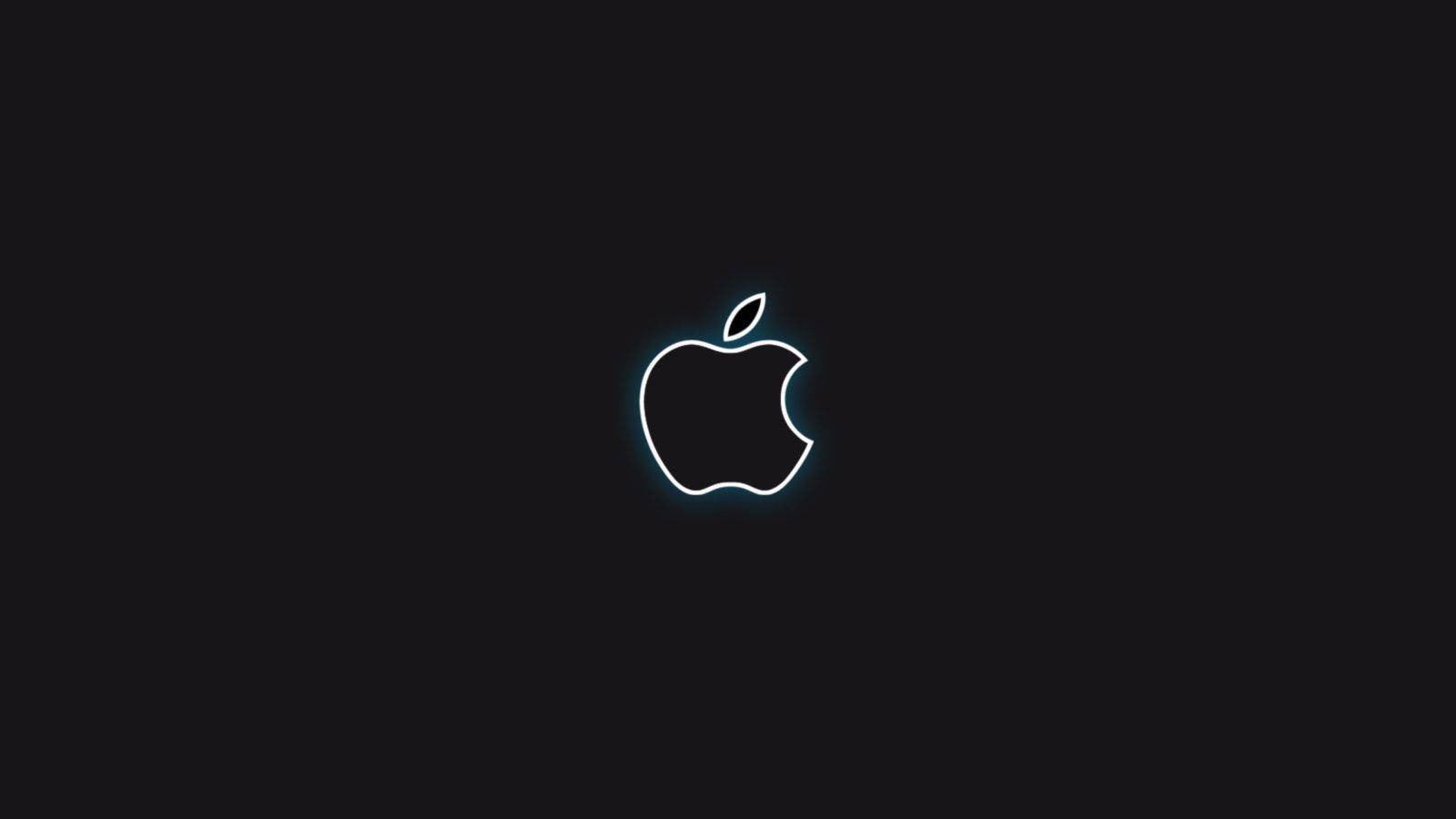 Черен фон с цветно лого Apple Тапет