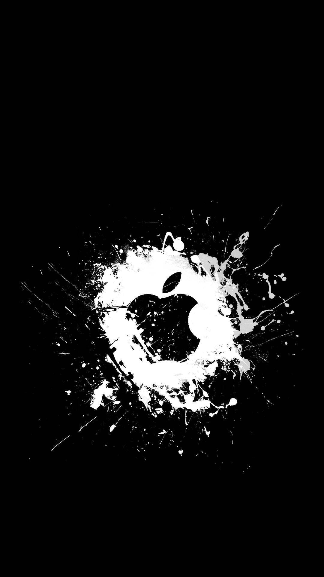 Бяло пръскане черно лого на Apple iPhone Тапет